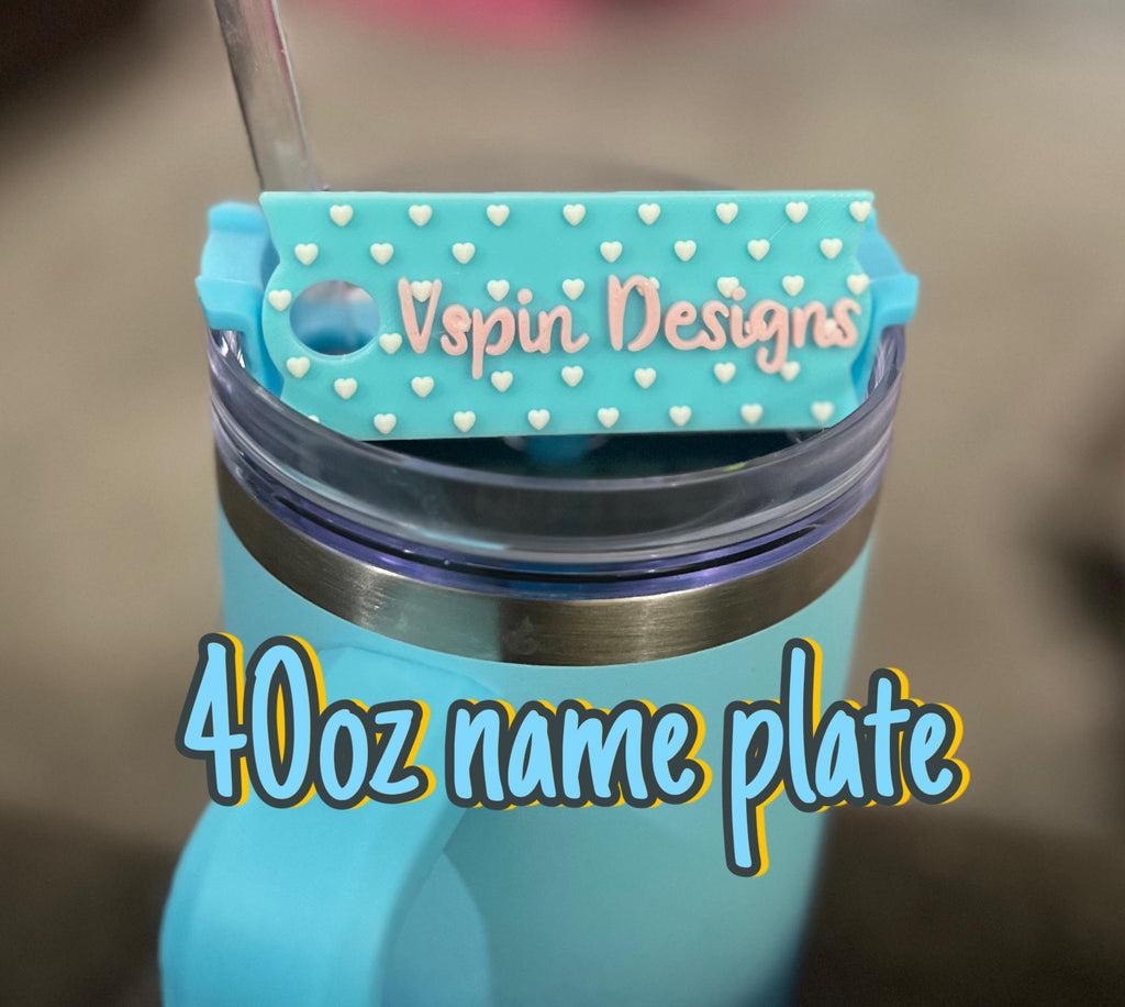 Custom Name Plate 40oz Tumbler Topper | Personalized 3D Printed Cup Lid Accessory