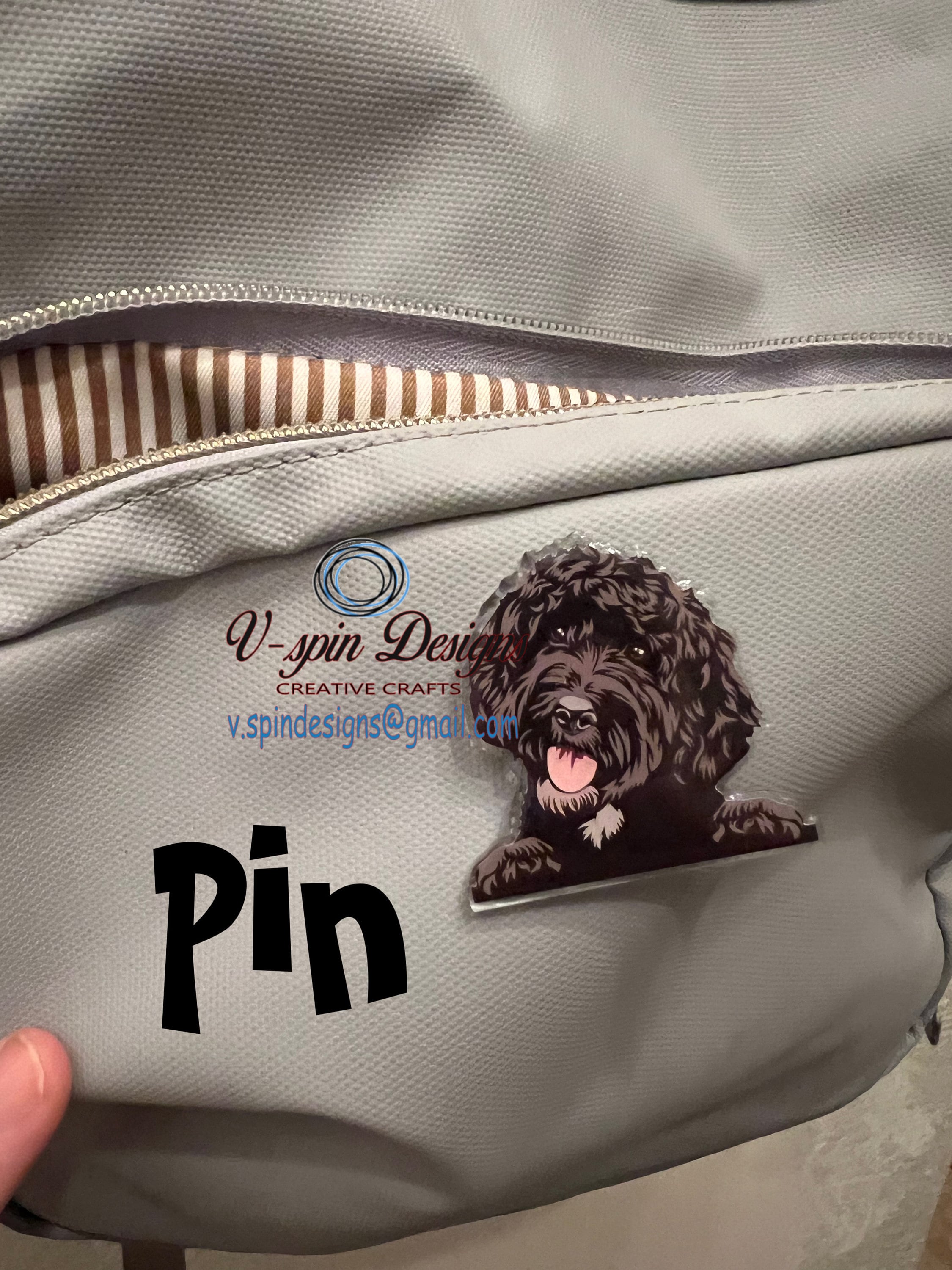 Black Doodle Dog Badge Reel | Retractable Acrylic ID Holder for Dog Lovers