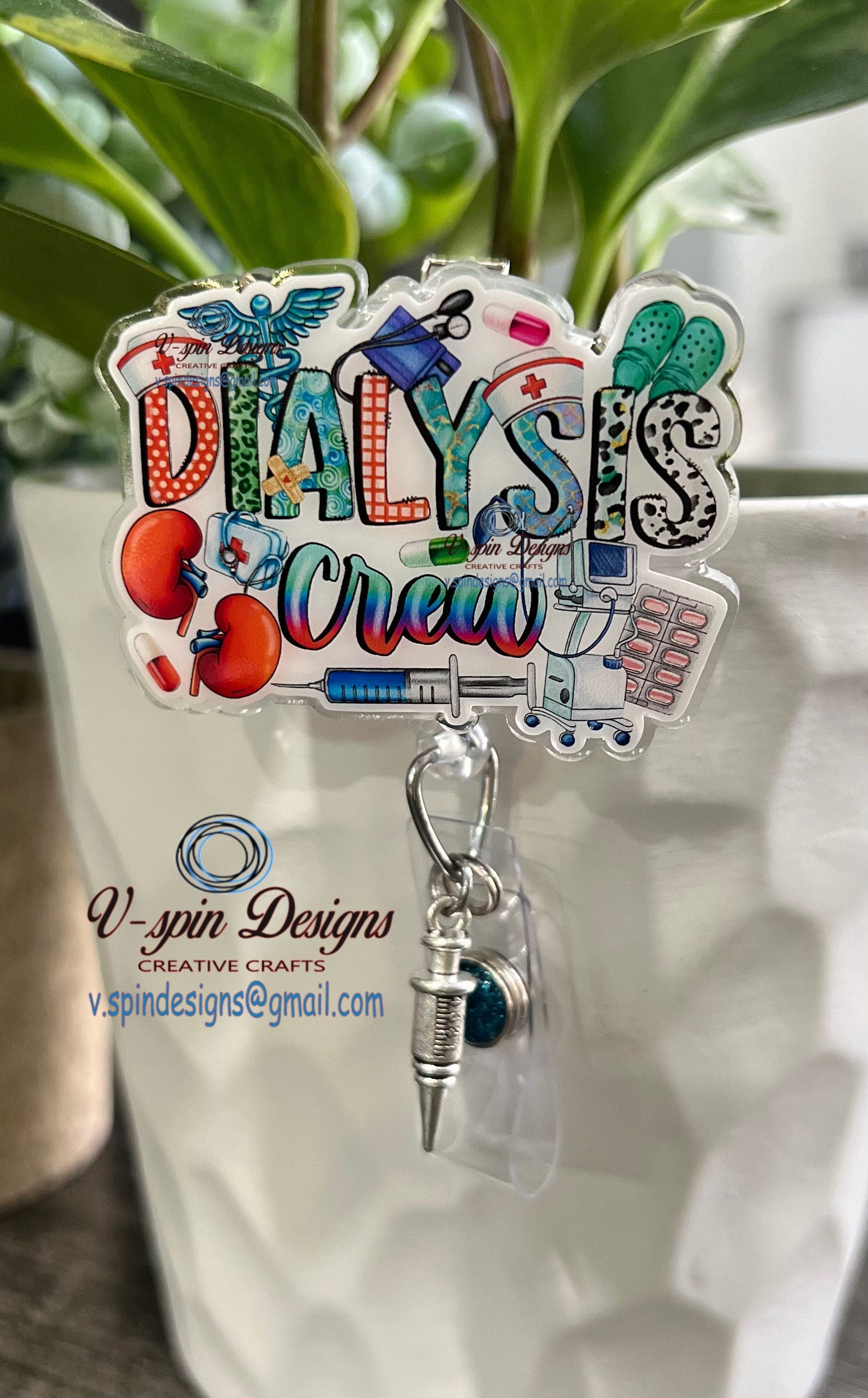 Dialysis Crew badge reel/ID Holder card holder/nurse/kidney badge reels