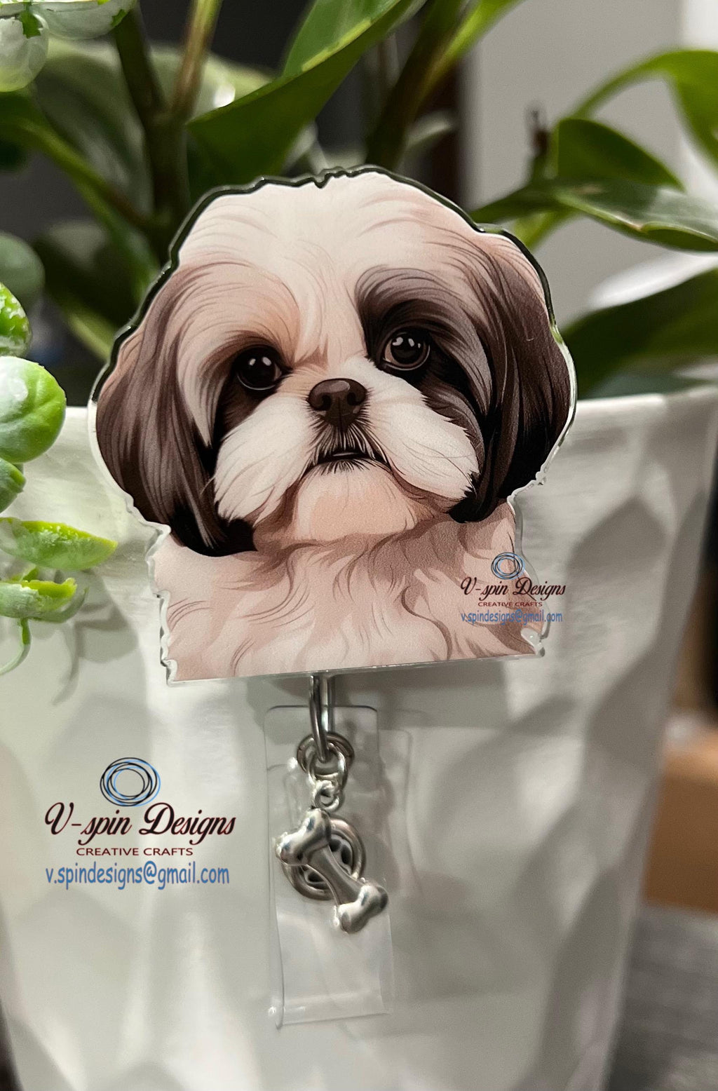 Shih Tzu Dog Badge Reel | Retractable Acrylic ID Holder