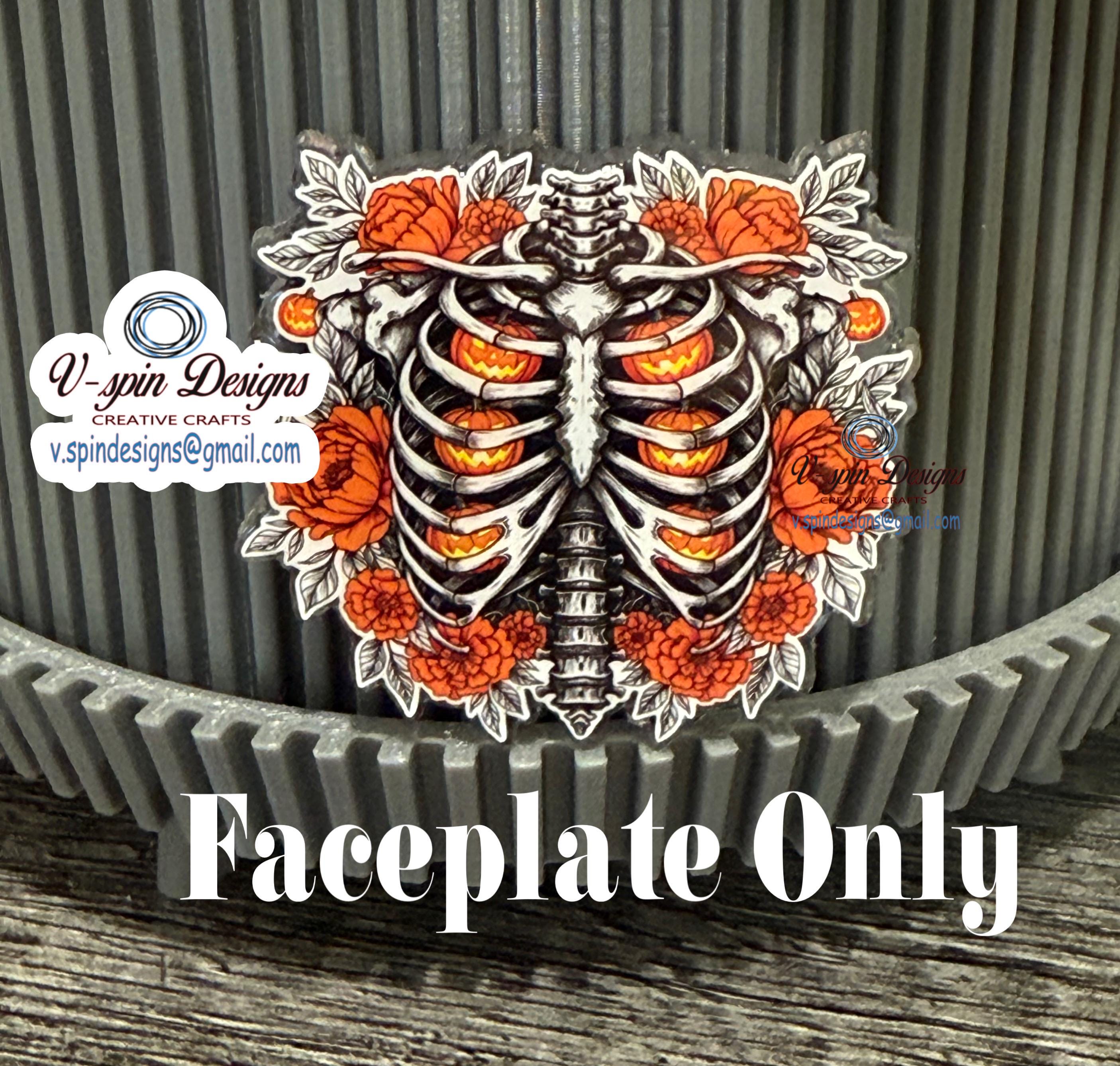 Skeleton Pumpkin Rib Cage Badge Reel | Halloween Retractable Acrylic ID Holder