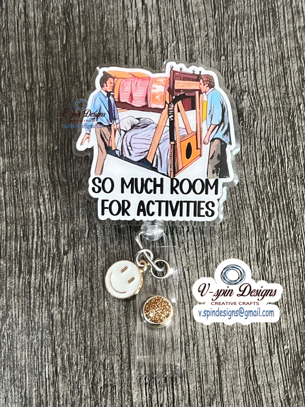 "So Much Room For Activities" Funny Badge Reel | Retractable Acrylic ID Holder