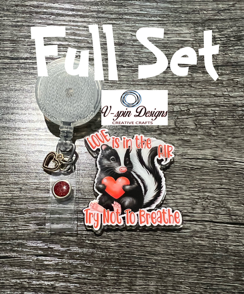 Love is in the air try not to breathe Skunk, badge reel/ID Holder/card holder/teachers/nurses/valentines