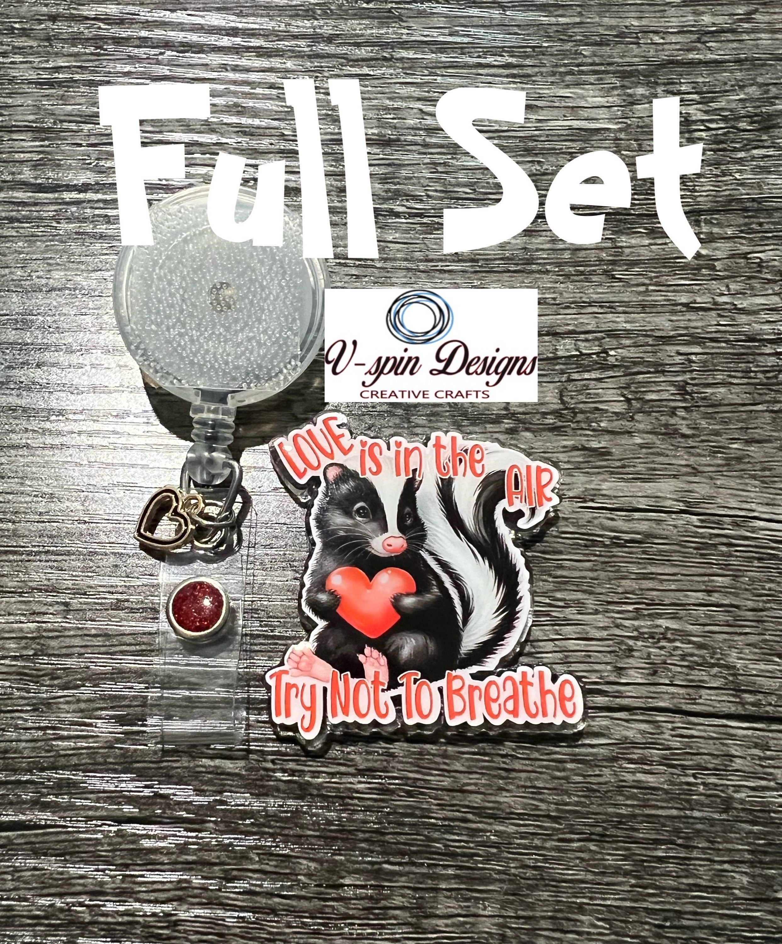 Love is in the air try not to breathe Skunk, badge reel/ID Holder/card holder/teachers/nurses/valentines