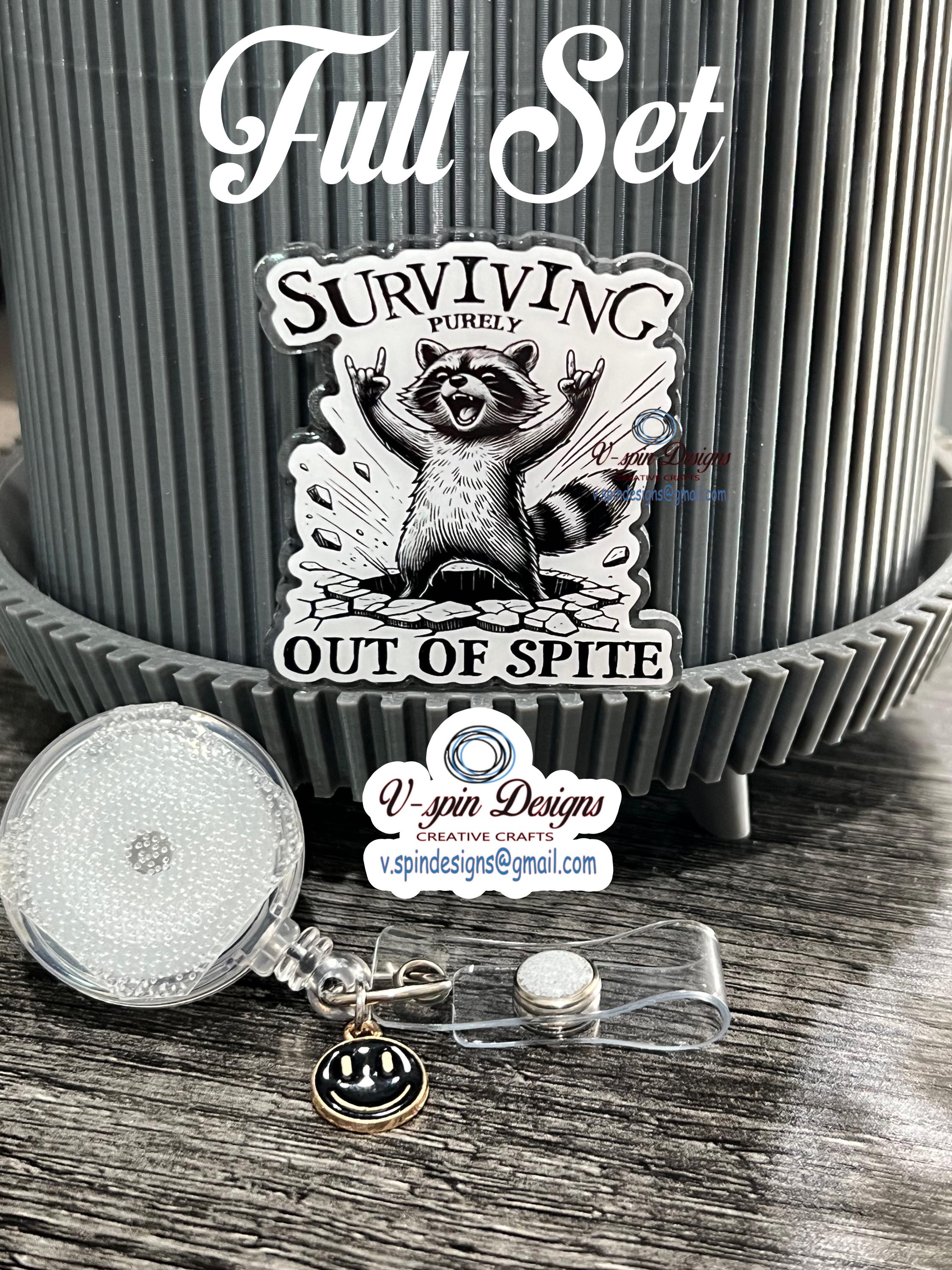Funny Raccoon Badge Reel: Surviving Out of Spite, ID Holder