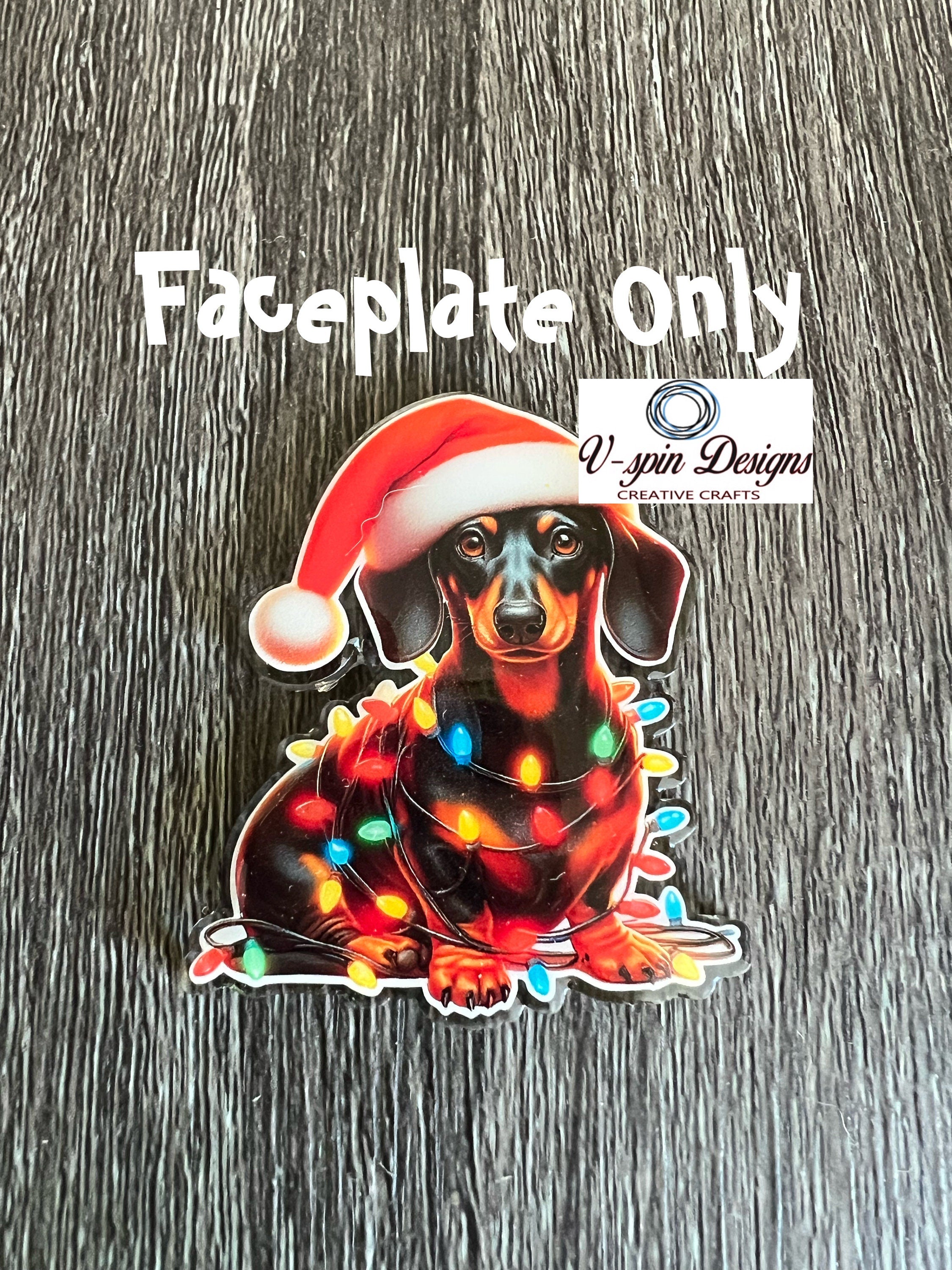 Festive Dachshund Christmas Badge Reel | Holiday Retractable Acrylic ID Holder