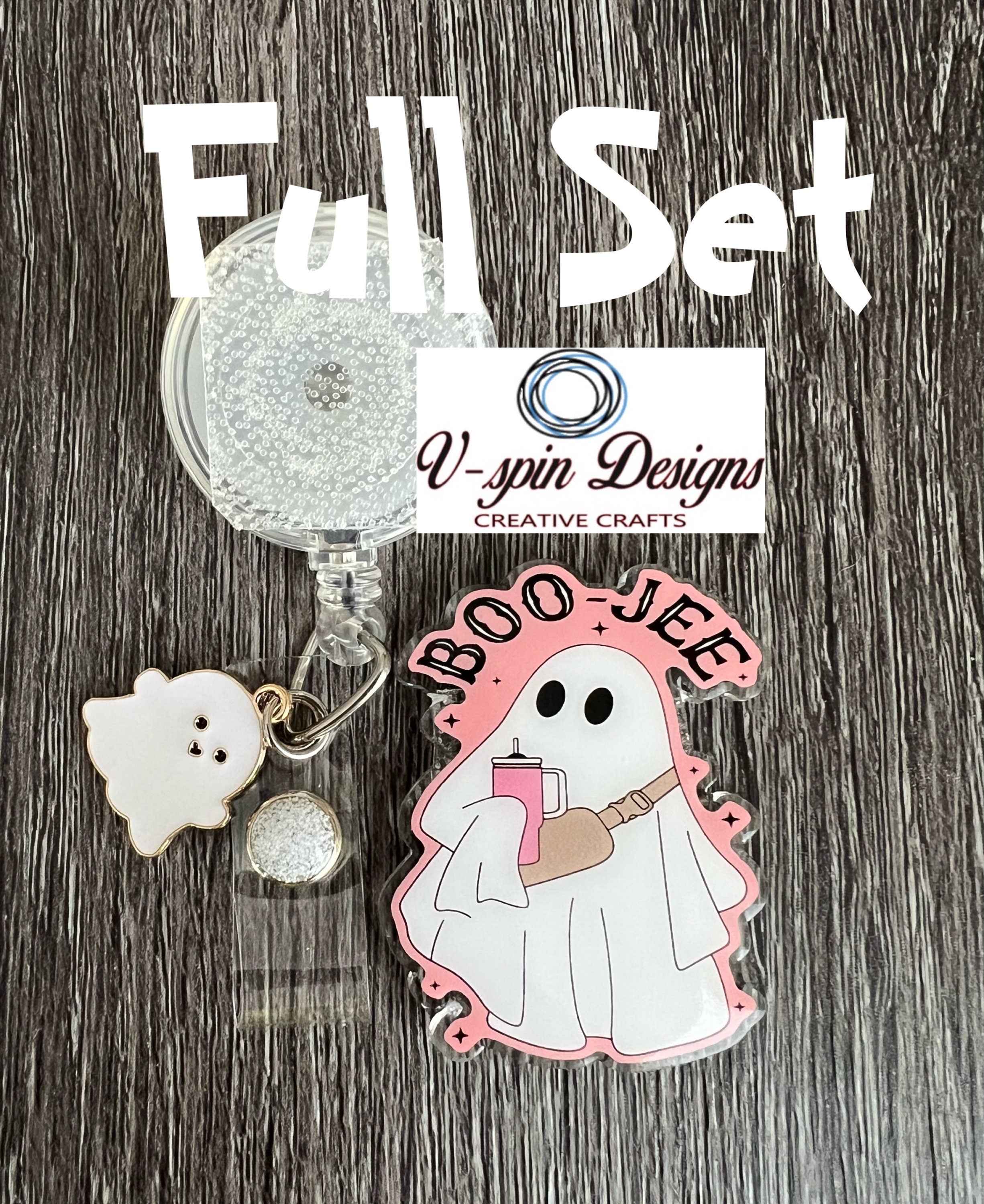 Boo-Jee Ghost Badge Reel | Cute Halloween Retractable Acrylic ID Holder