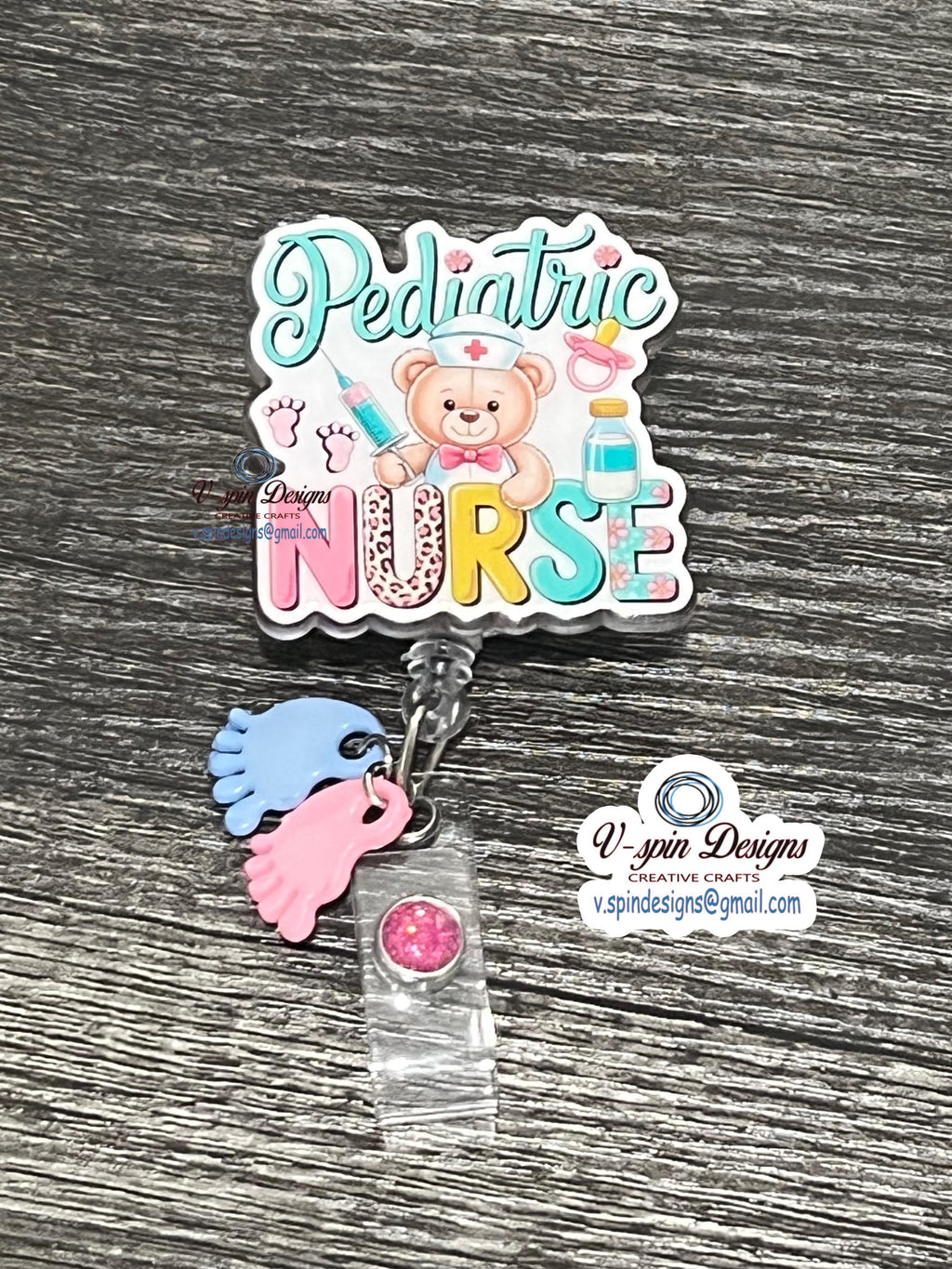 Pediatric Nurse Badge Reel | Retractable Acrylic ID Holder