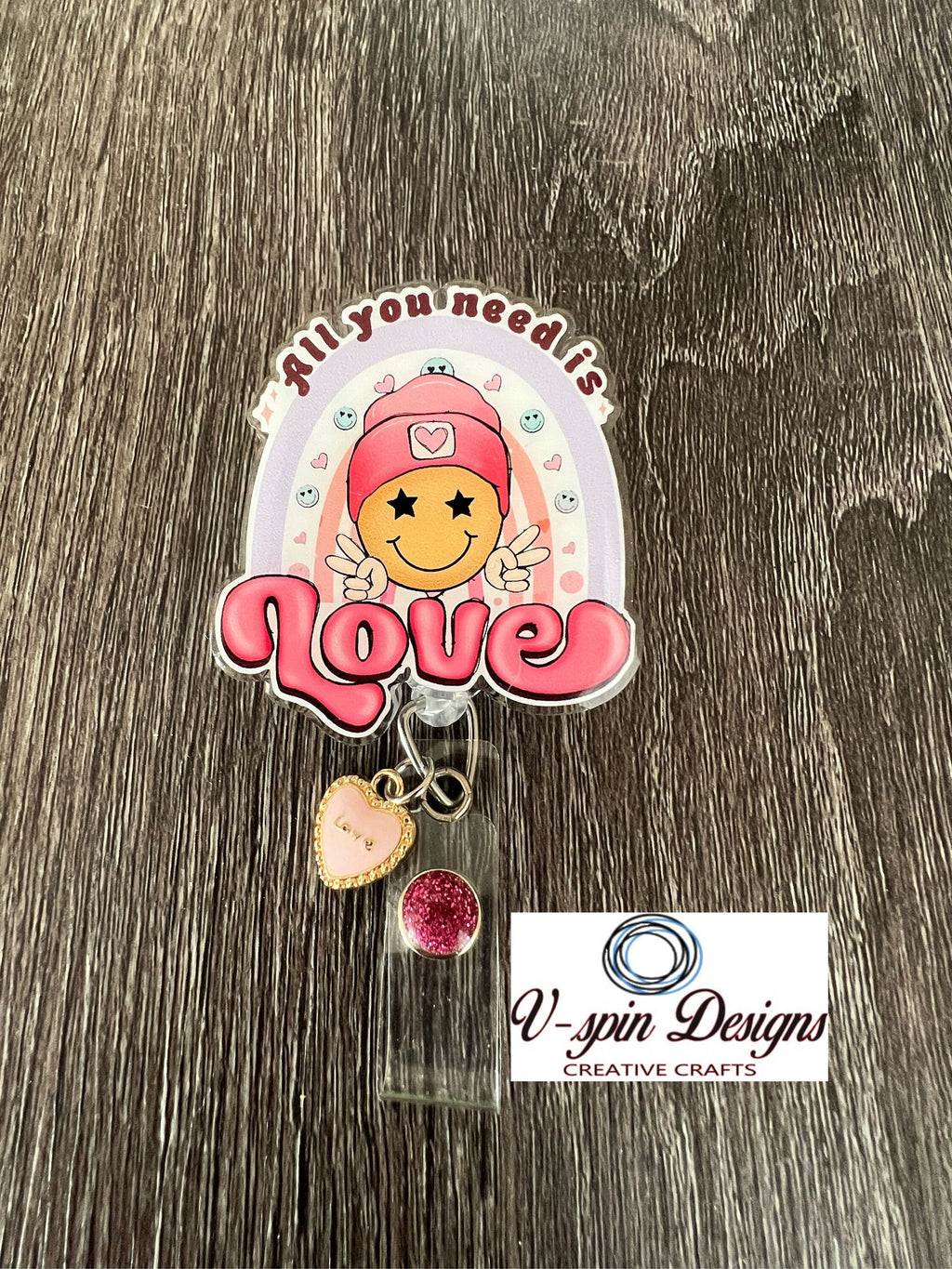 "All You Need Is Love" Badge Reel | Retractable Acrylic ID Holder