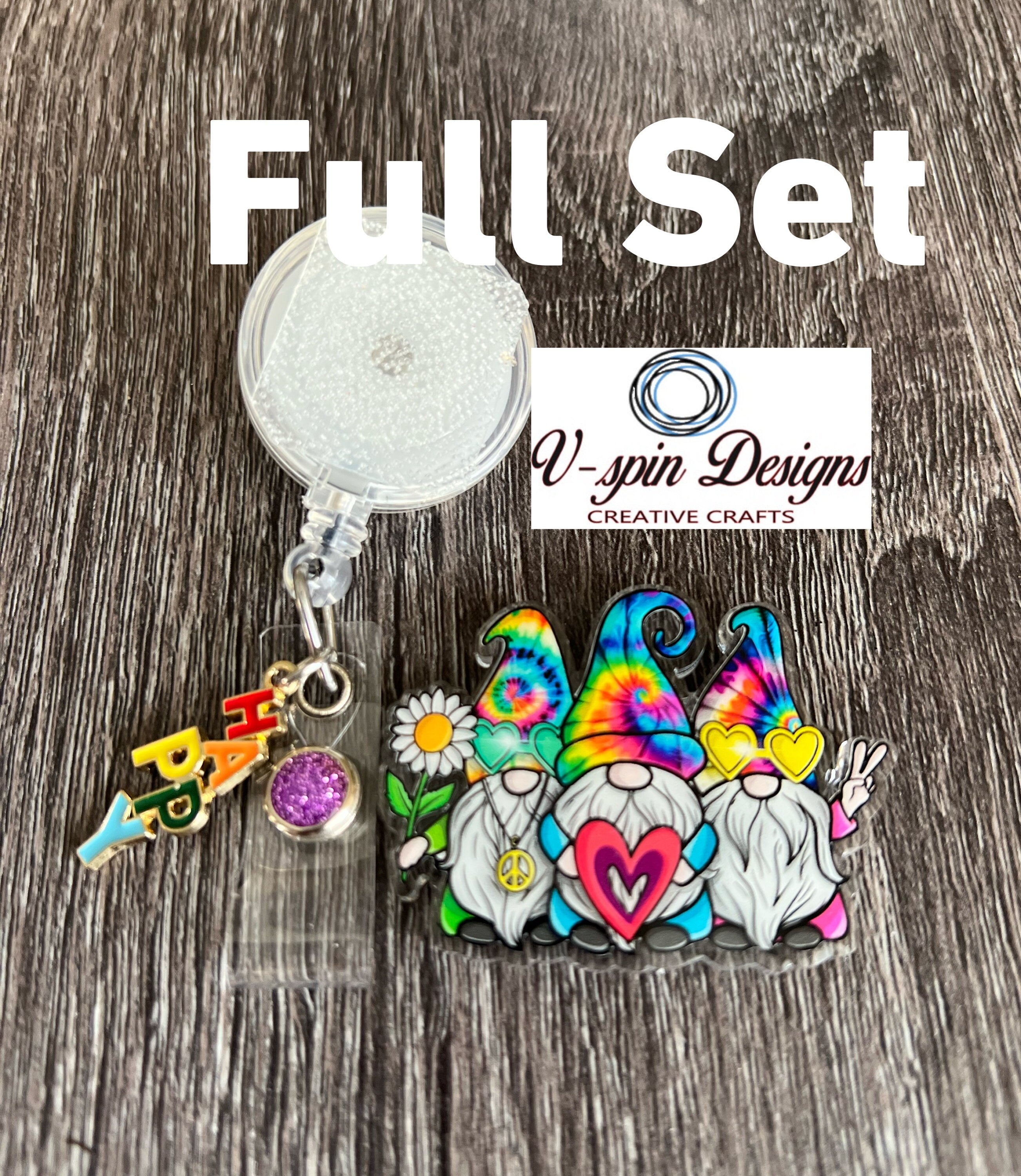 3 Hippie Gnomies retractable badge reel/ID holder/nurse/card holder/teachers/students/gnomes
