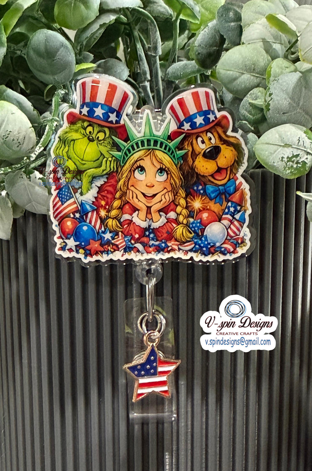 Patriotic 4th of July Badge Reel | Interchangeable Acrylic ID Holder