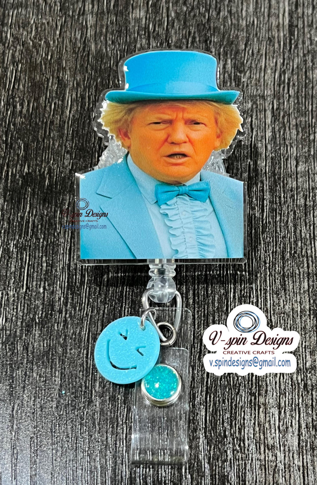 Funny Face Badge Reel: "Dumb or Dumber" Interchangeable Acrylic ID Holder