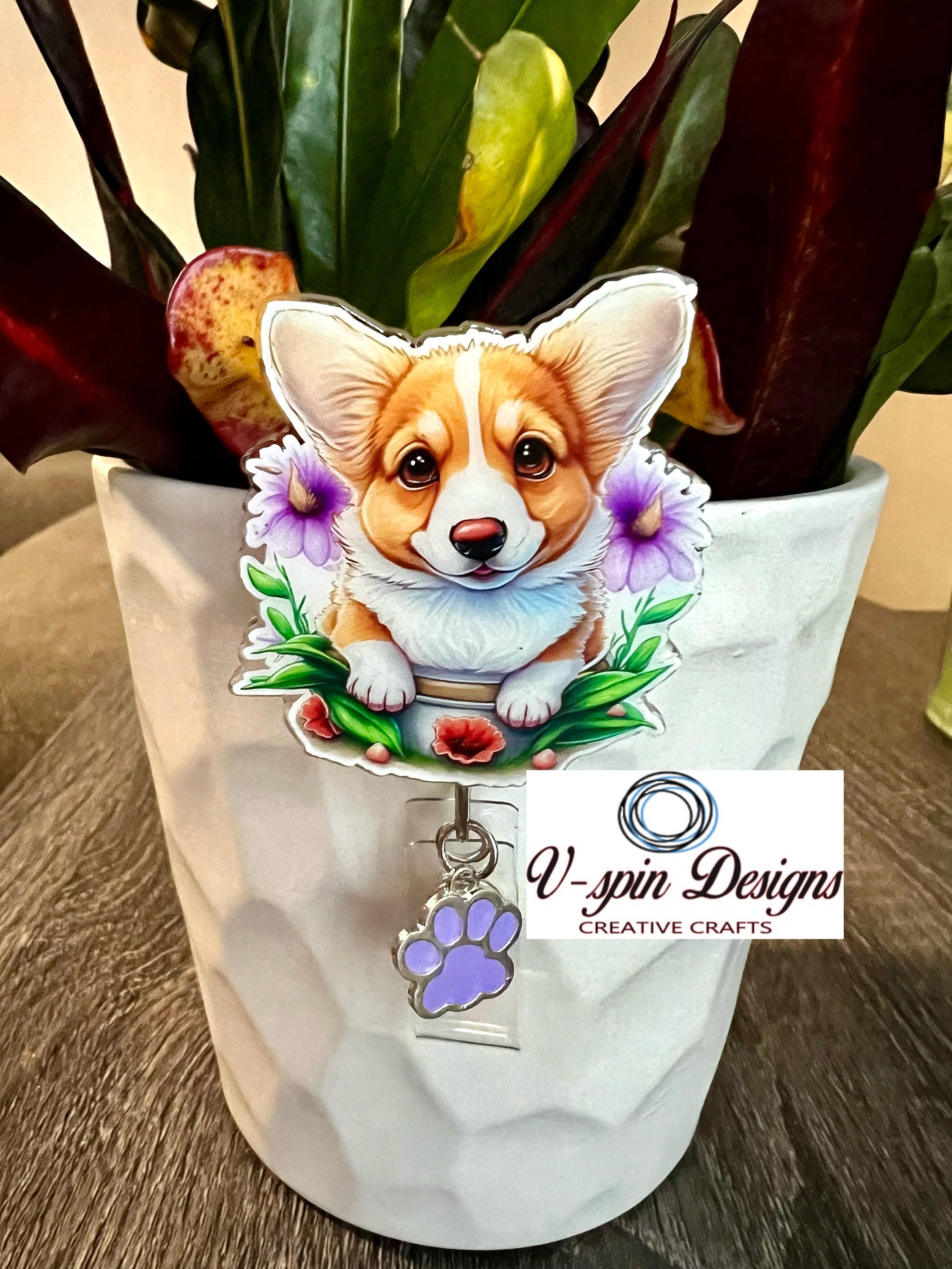 Corgi puppy dog Badge reel/ID Holder card holder/nurse/teachers/dogs/teacup badge reels