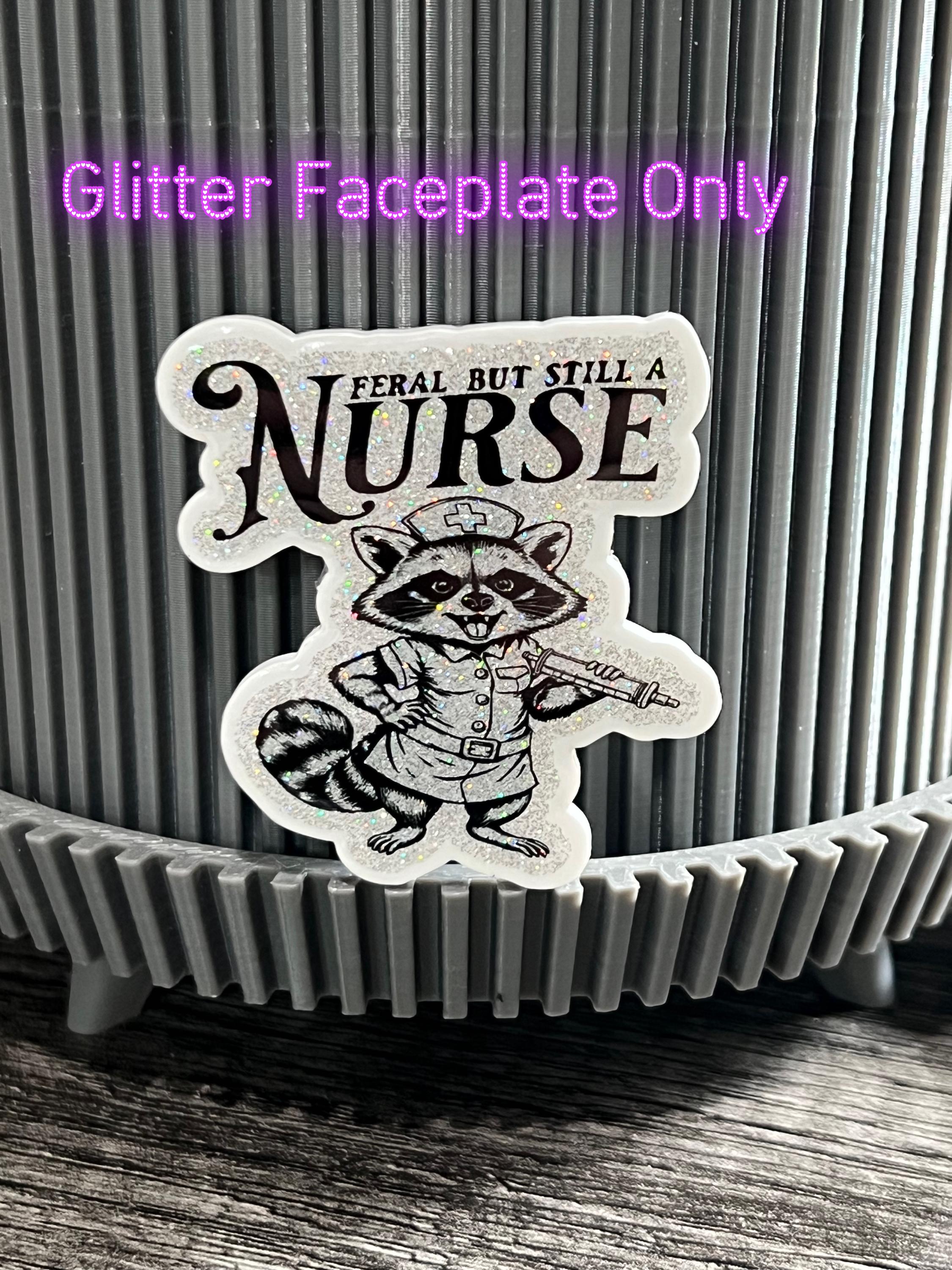 Racoon "Feral but Still a Nurse" badge reel/ID Holder card holder/nurse badge reels/badge reel toppers