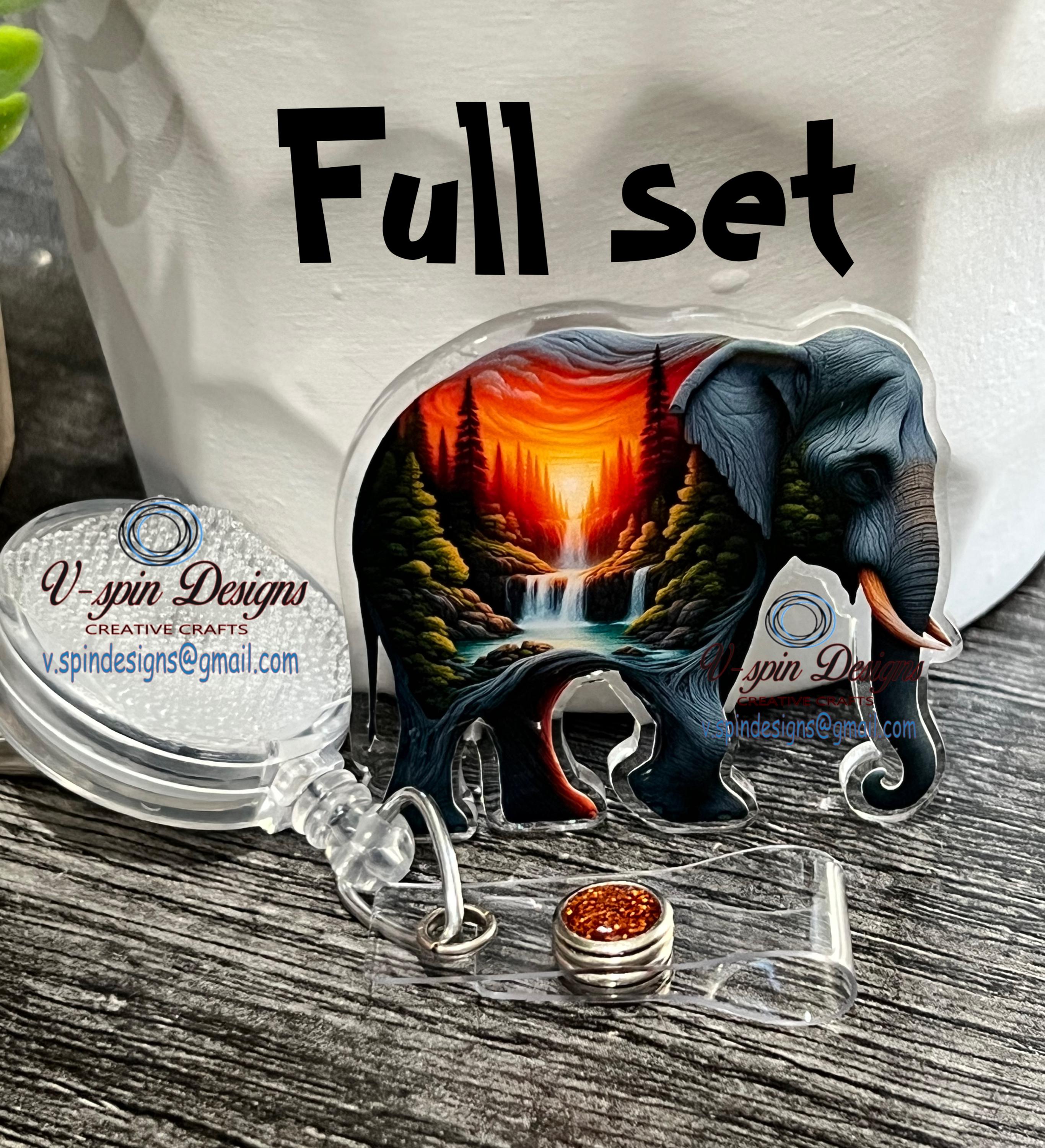 Elephant Badge reels, ID Holder, card holder, nurses, teachers, elephants, moon, waterfalls