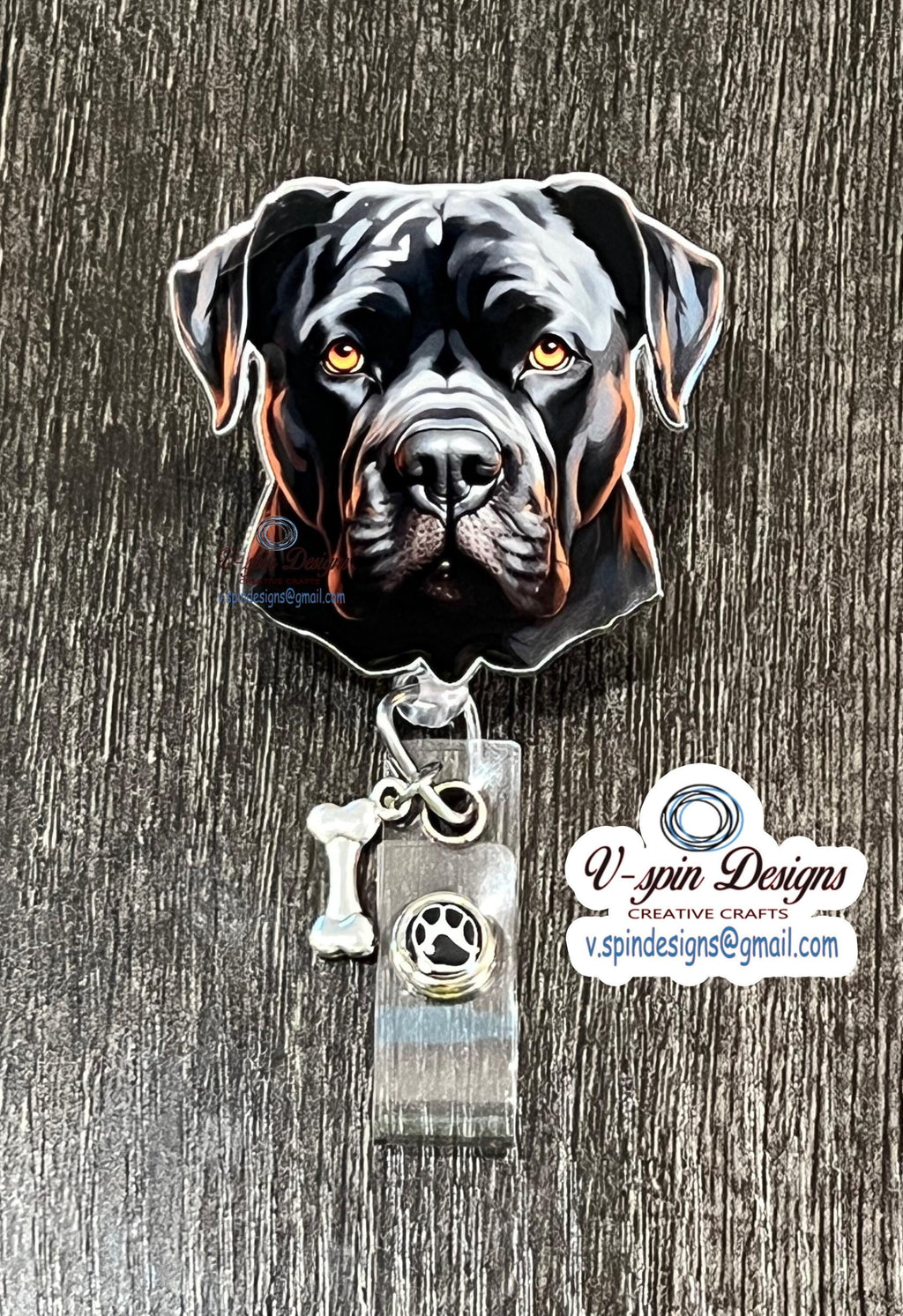 Cane Corso Black dog badge reel/ID Holder/card holder/dog badge reels/nurse badge reels