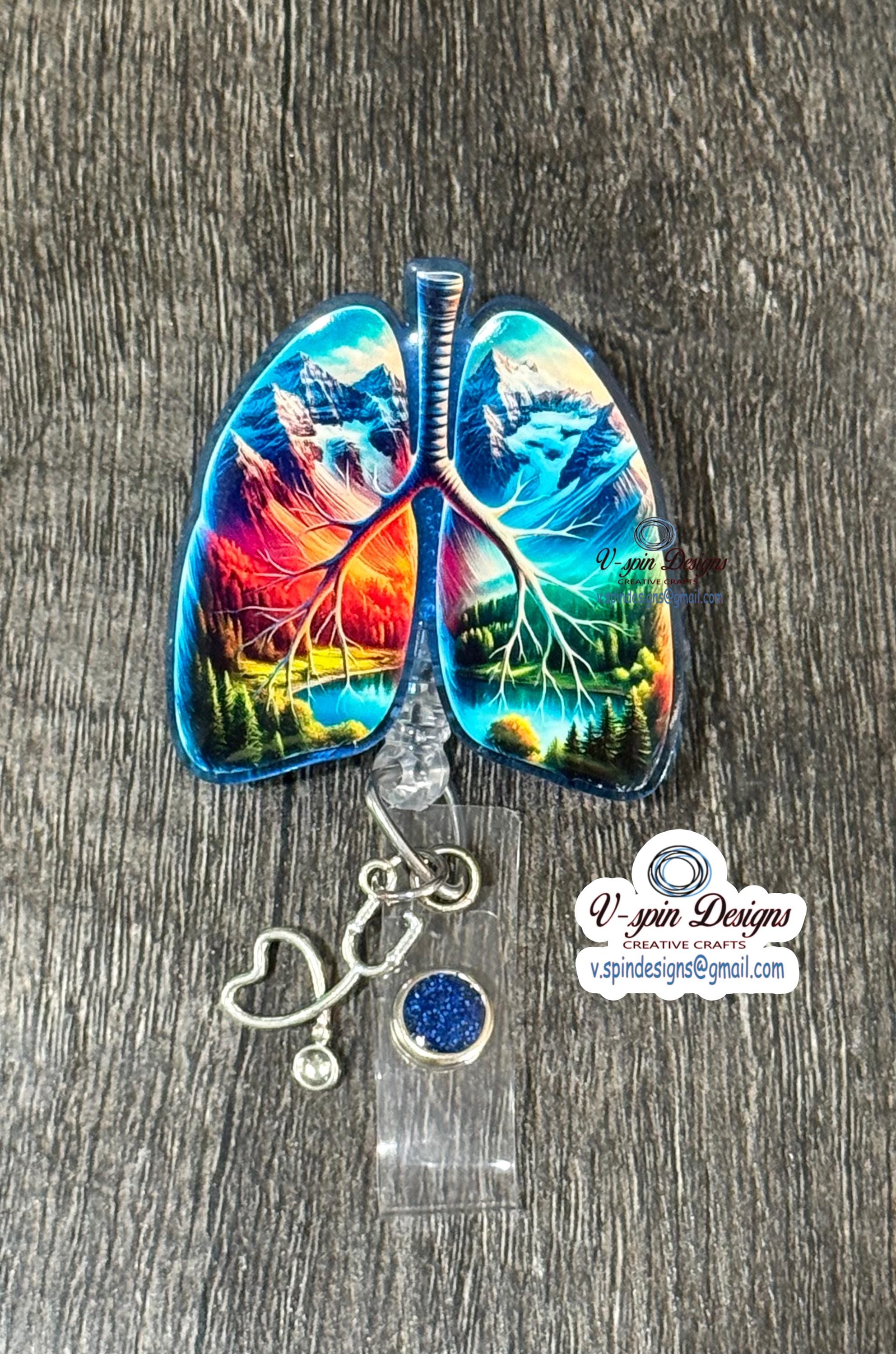 lungs badge reel/ID Holder card holder/nurse/respiratory/RT badge reels