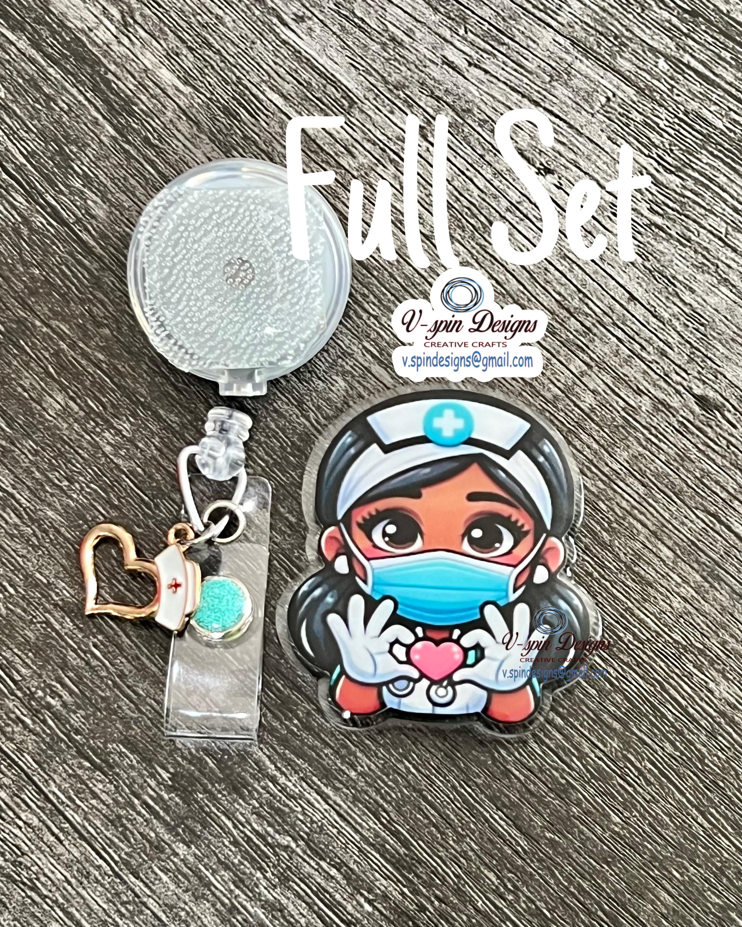 Acrylic Nurse Badge Reel: Retractable ID Holder with Charm