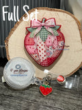 Strawberry Patchwork Badge Reel | Retractable Acrylic ID Holder