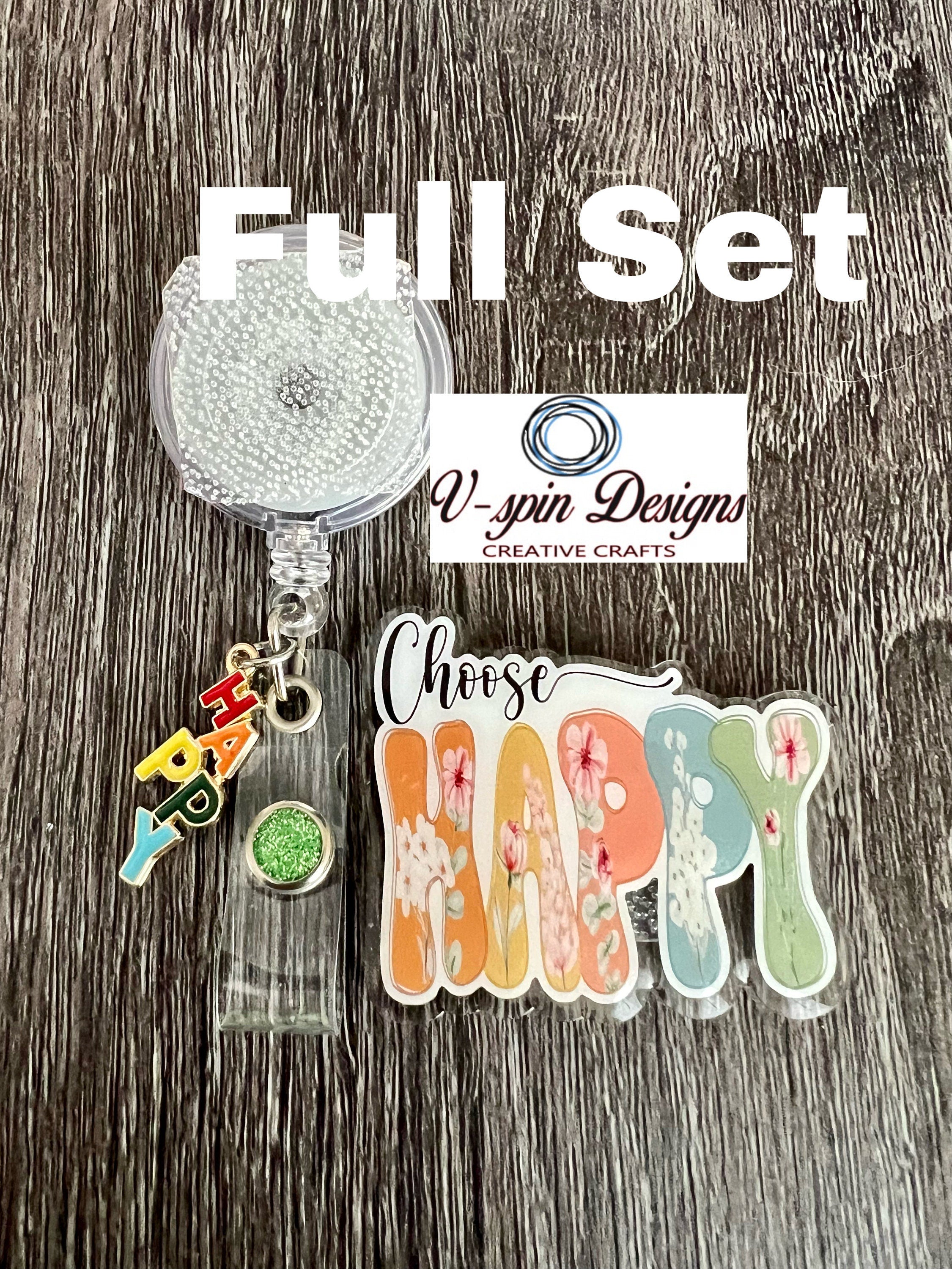 "Choose Happy" Badge Reel | Inspirational Retractable Acrylic ID Holder