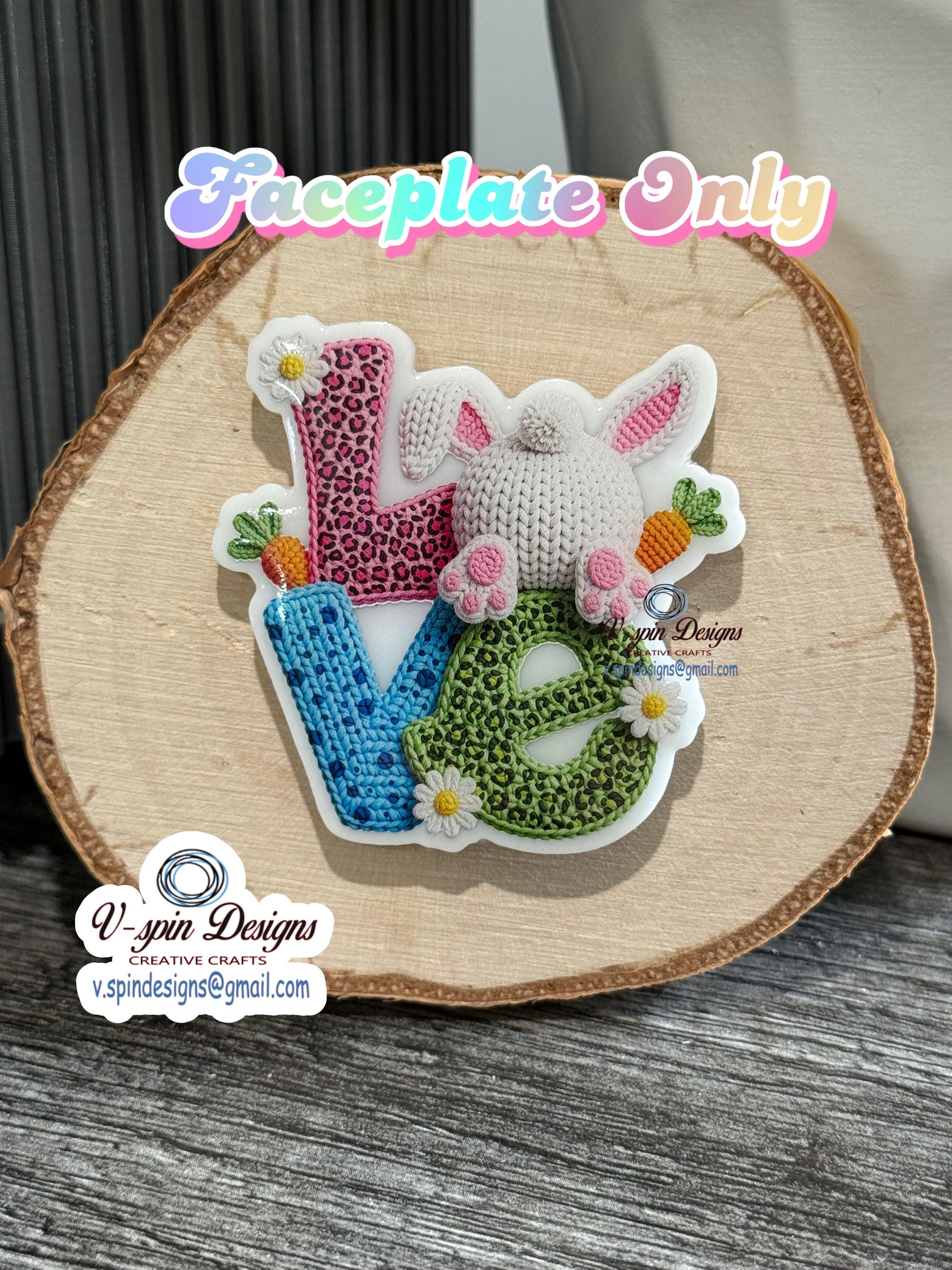 Easter Bunny Butt Badge Reel: Funny Crochet-Look Acrylic ID Holder