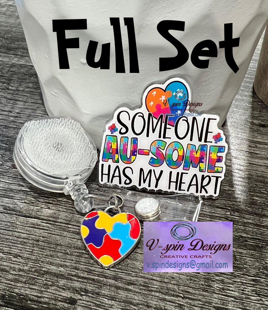 Autism “Someone Au-some Has My Heart” badge reel/ID holder/card holder/nurses/pediatrics/teachers