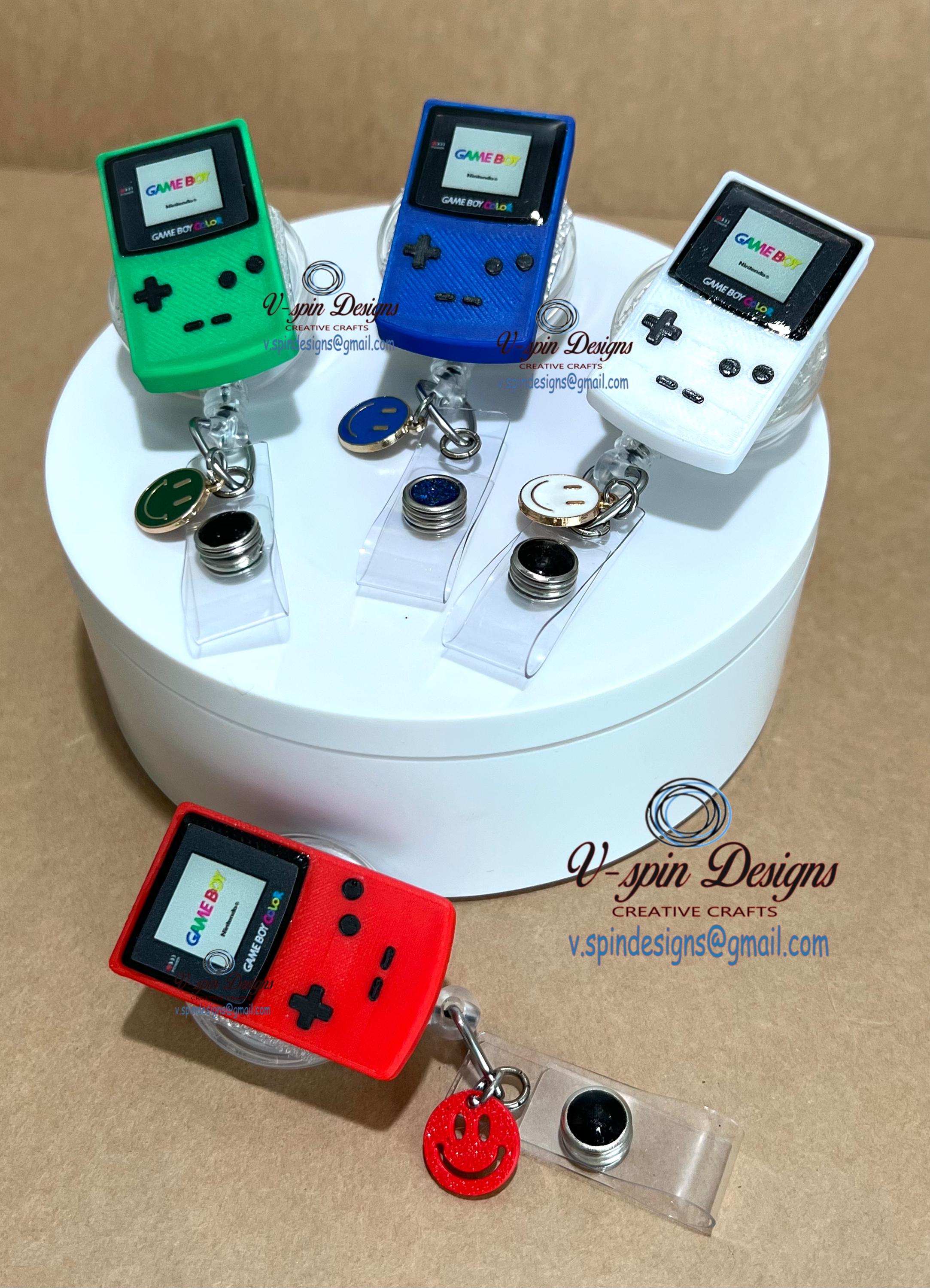 Old School Handheld Game Badge Reel | 3D Printed Retractable ID Holder for Gamers