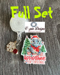 Hippopotamus Christmas Badge Reel: Holiday Retractable ID Holder