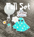 Spring Ghost with Daisies Badge Reel | Retractable Acrylic ID Holder