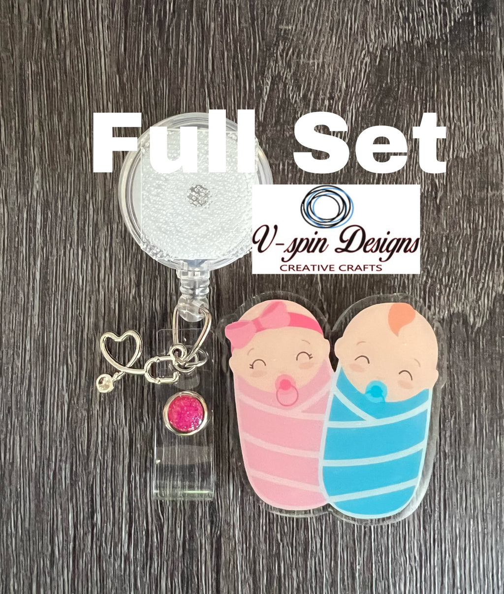 Baby boy and girl bundle, badge reel/ID Holder card holder/nurse/teachers/pediatrics/l&d