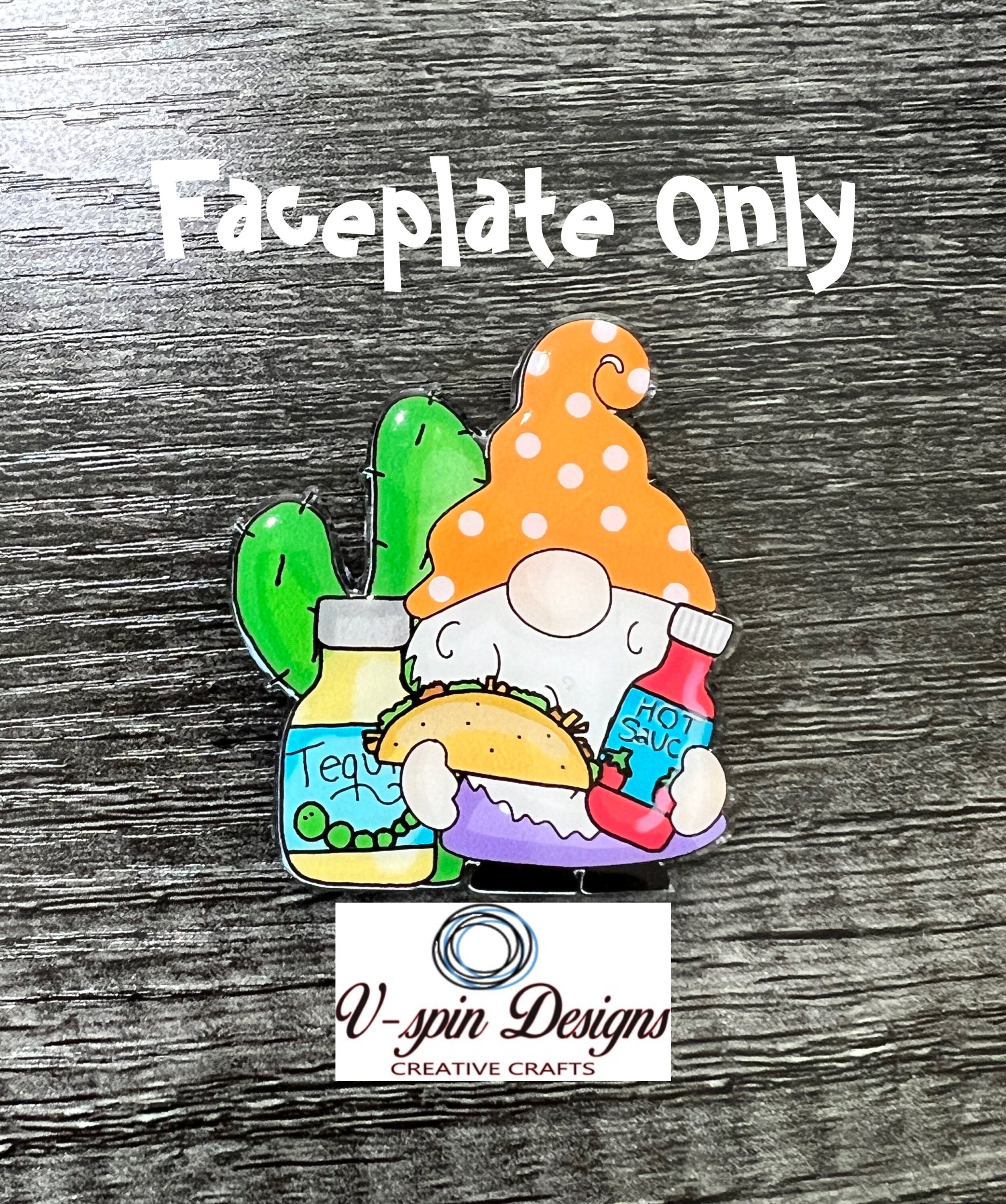 Acrylic Taco Gnome, Retractable badge reel/ID holder/nurses/card holder/teachers/food/gnome badge reels
