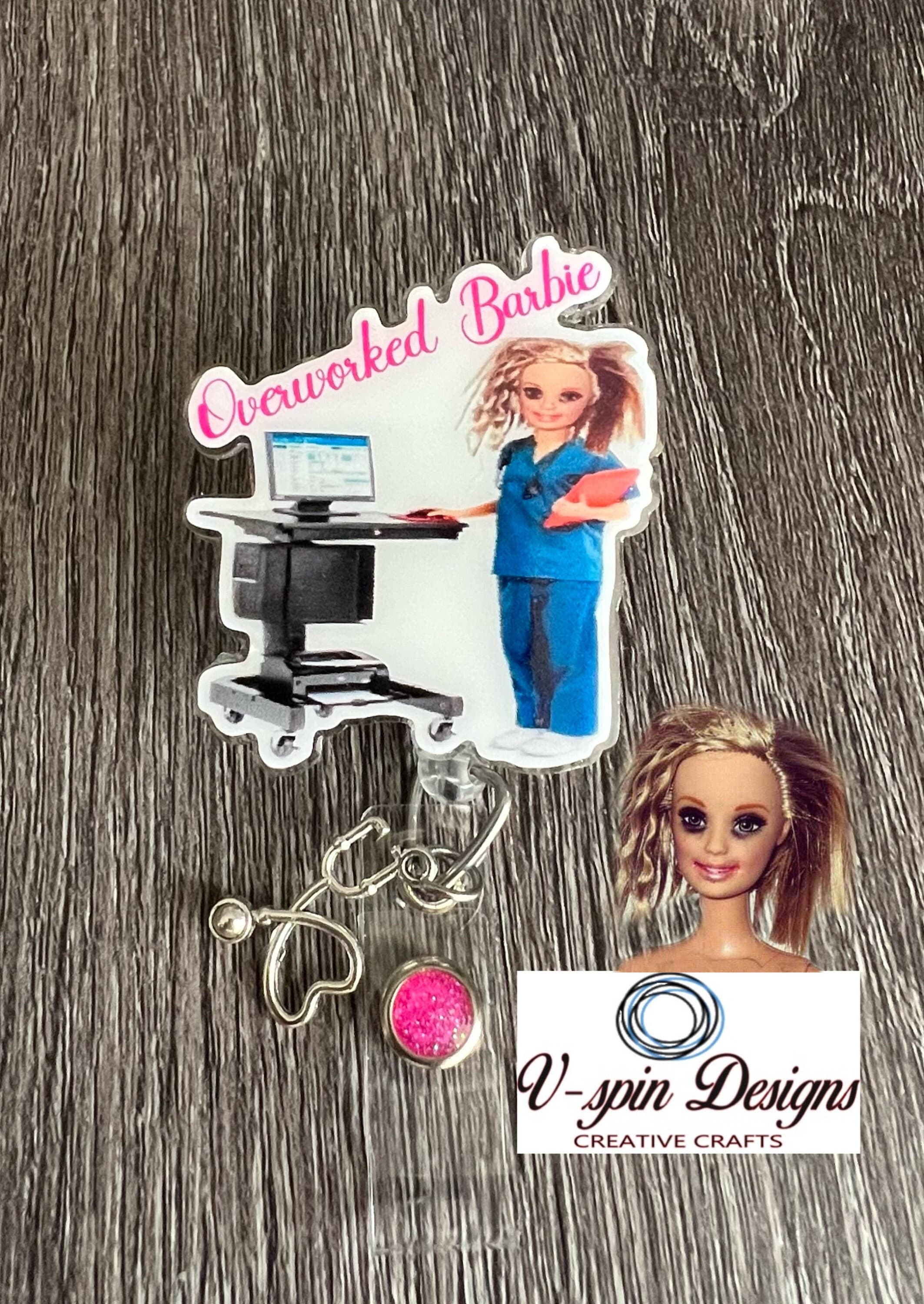Funny Overworked Badge reel/ID Holder card holder/nurse/teachers/fun/silly