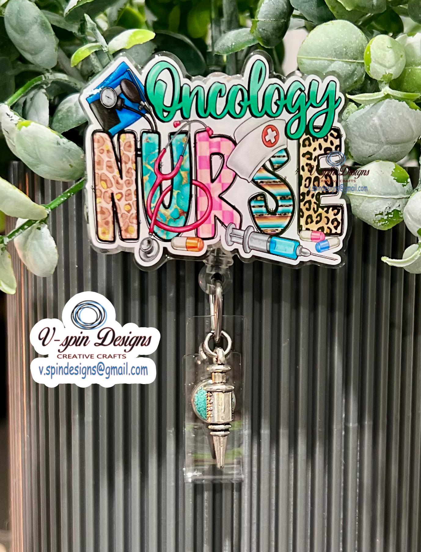 Oncology Nurse Badge Reel | Retractable Acrylic ID Holder for Cancer Care