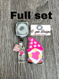 Gnome Valentine Heart Badge Reel | Retractable Acrylic ID Holder