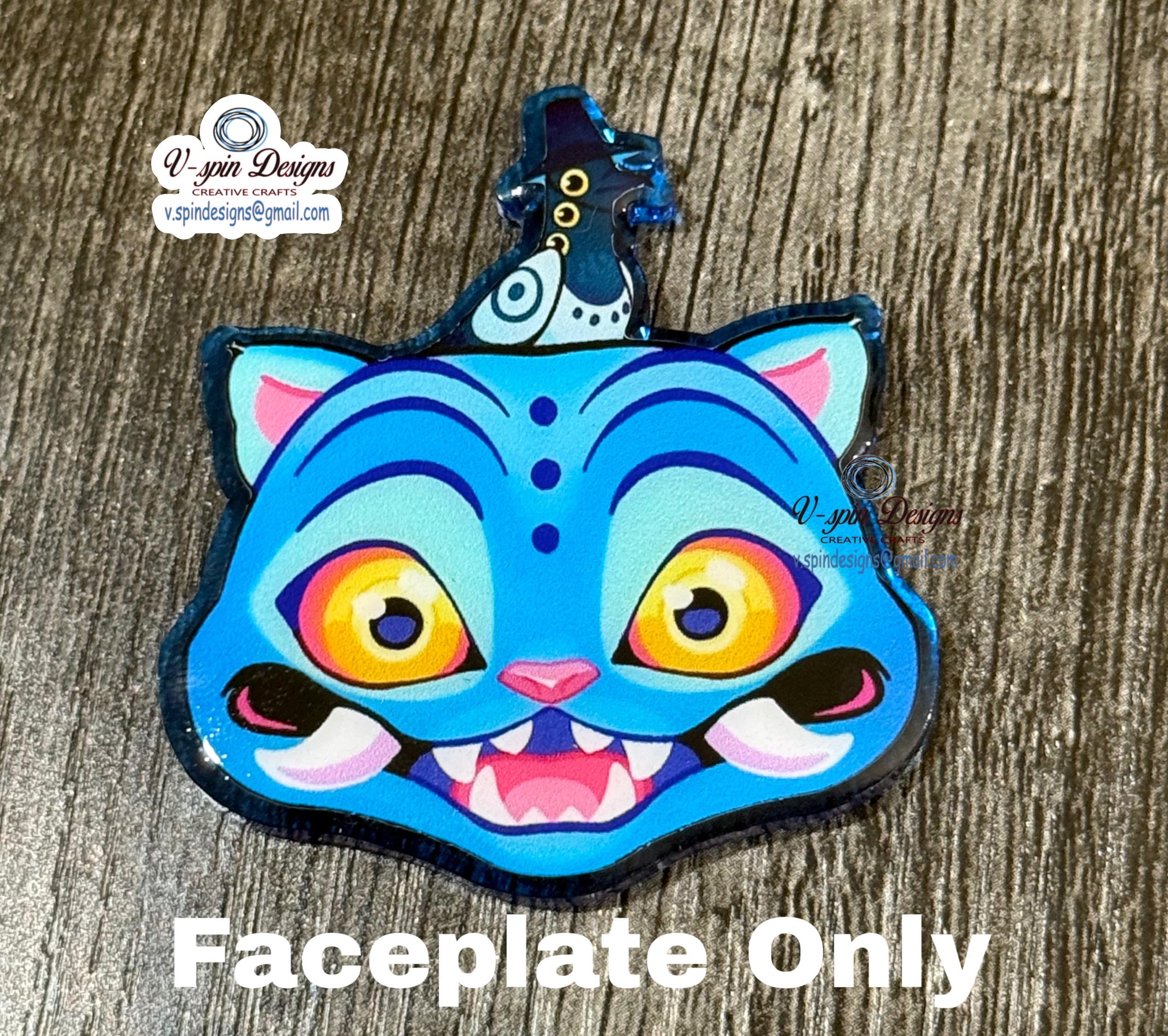 Cute & Creepy Blue Tiger Badge Reel | Retractable Acrylic ID Holder