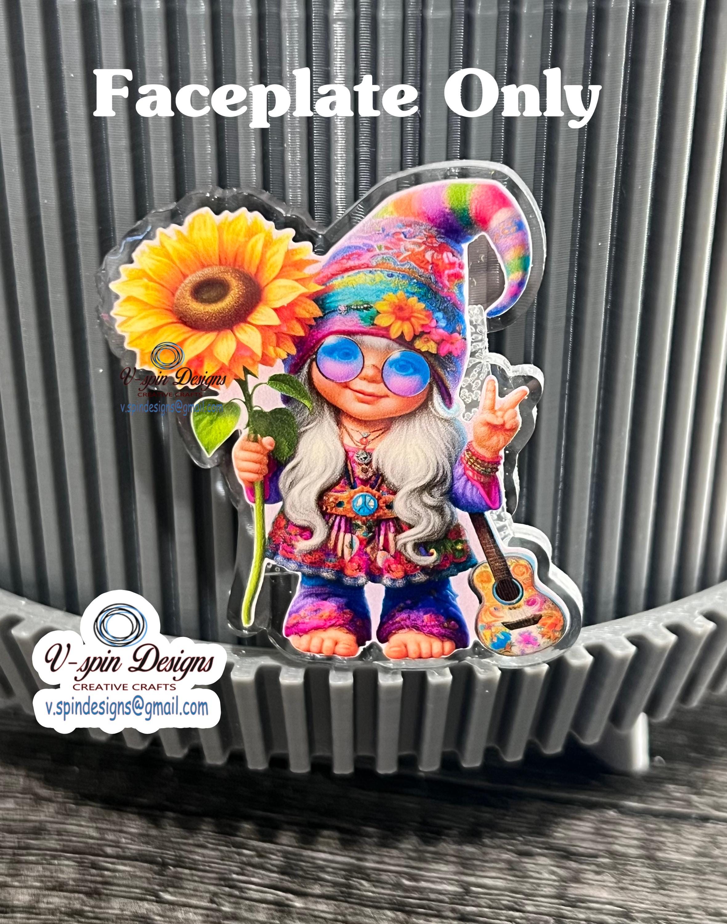 Hippie Girl Gnome Badge Reel | Retractable Acrylic ID Holder