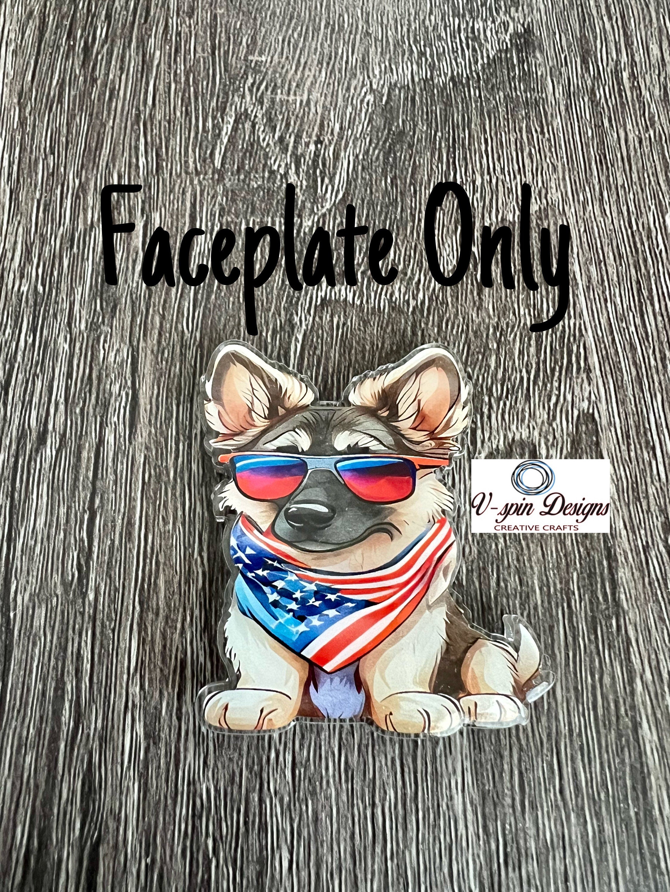 Patriotic German Shepherd Badge Reel | 4th of July Retractable ID Holder