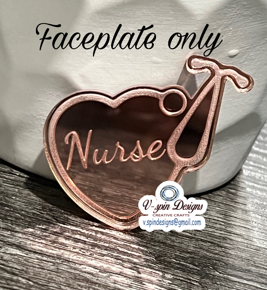 Personalized Rose Gold Stethoscope Badge Reel: Mirrored Acrylic Nurse ID Holder