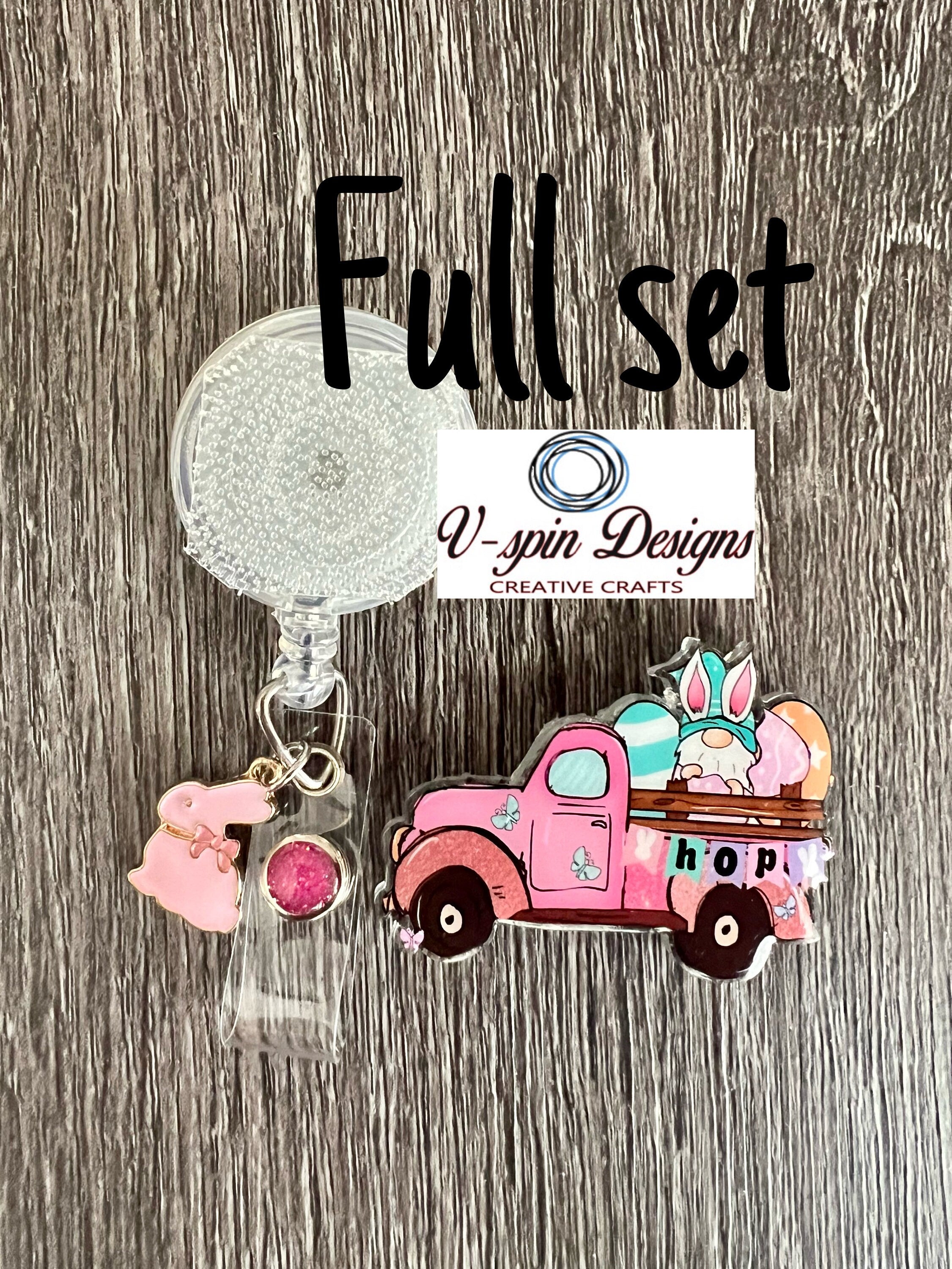 Bunny Gnome truck badge reel/ID Holder/card holders for nurses/teachers/students/Easter