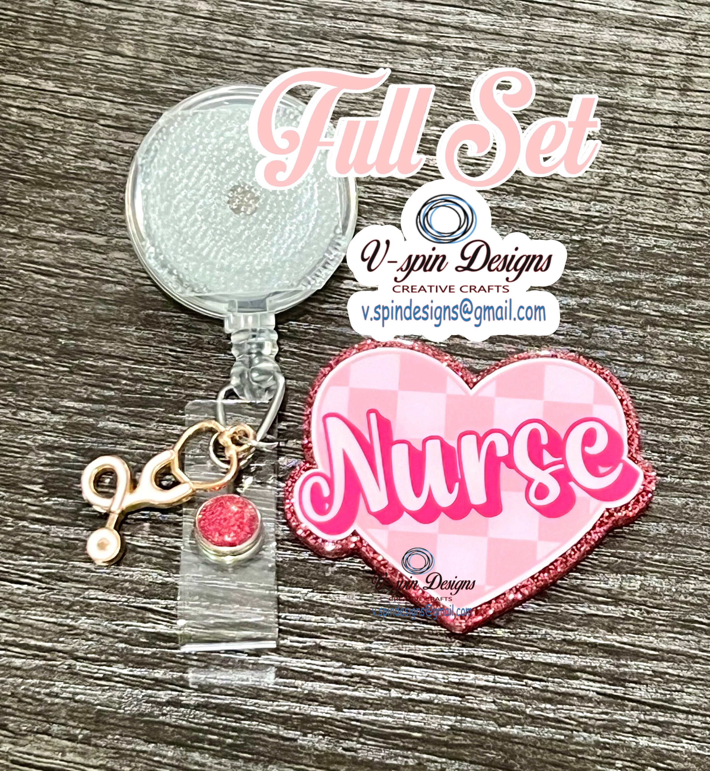 Checkered Nurse heart Badge reel/ID Holder, card holder/nurse badge reels/funny badge reels