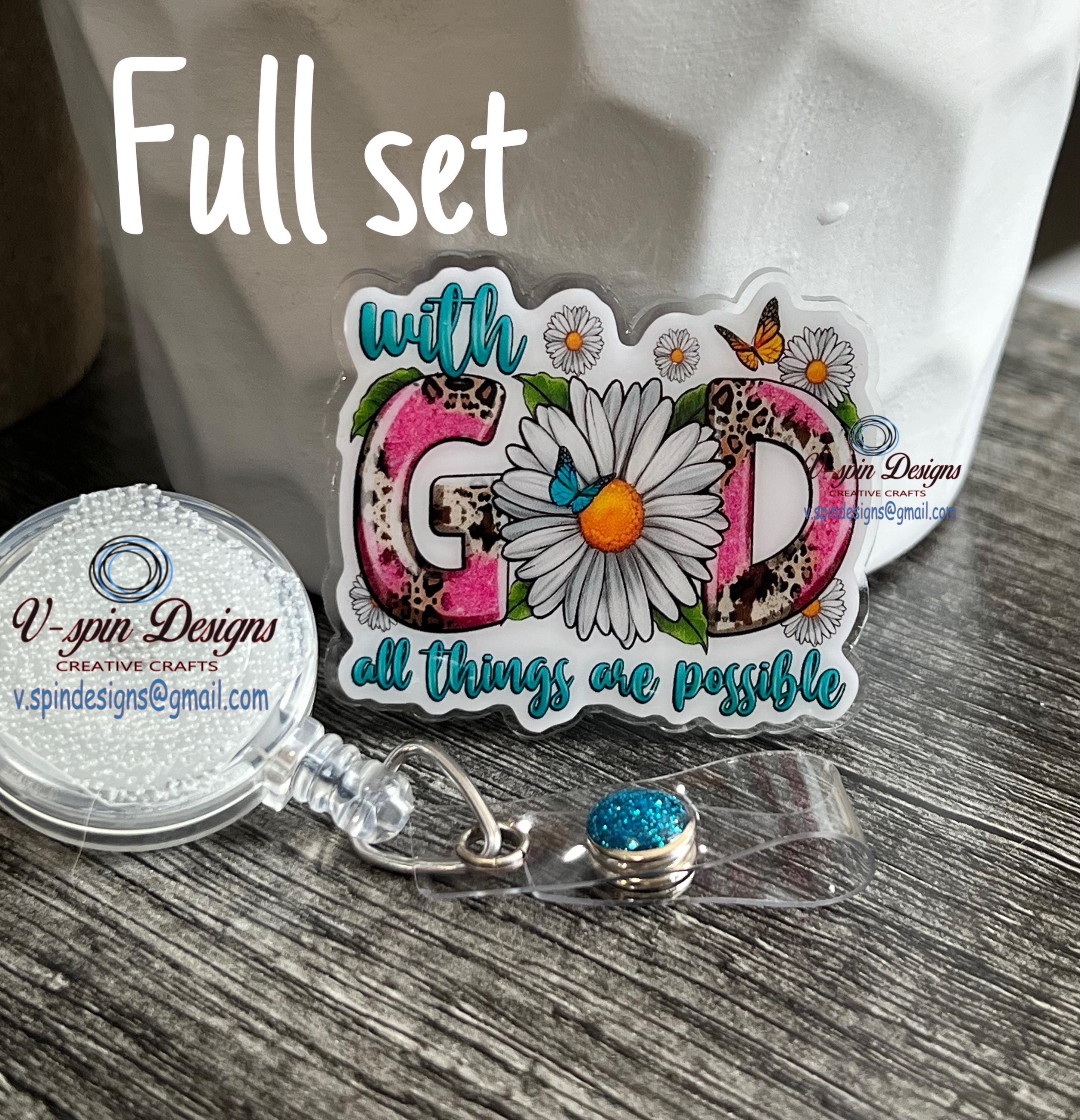 "With God All Things Are Possible" Butterfly Badge Reel | Inspirational ID Holder