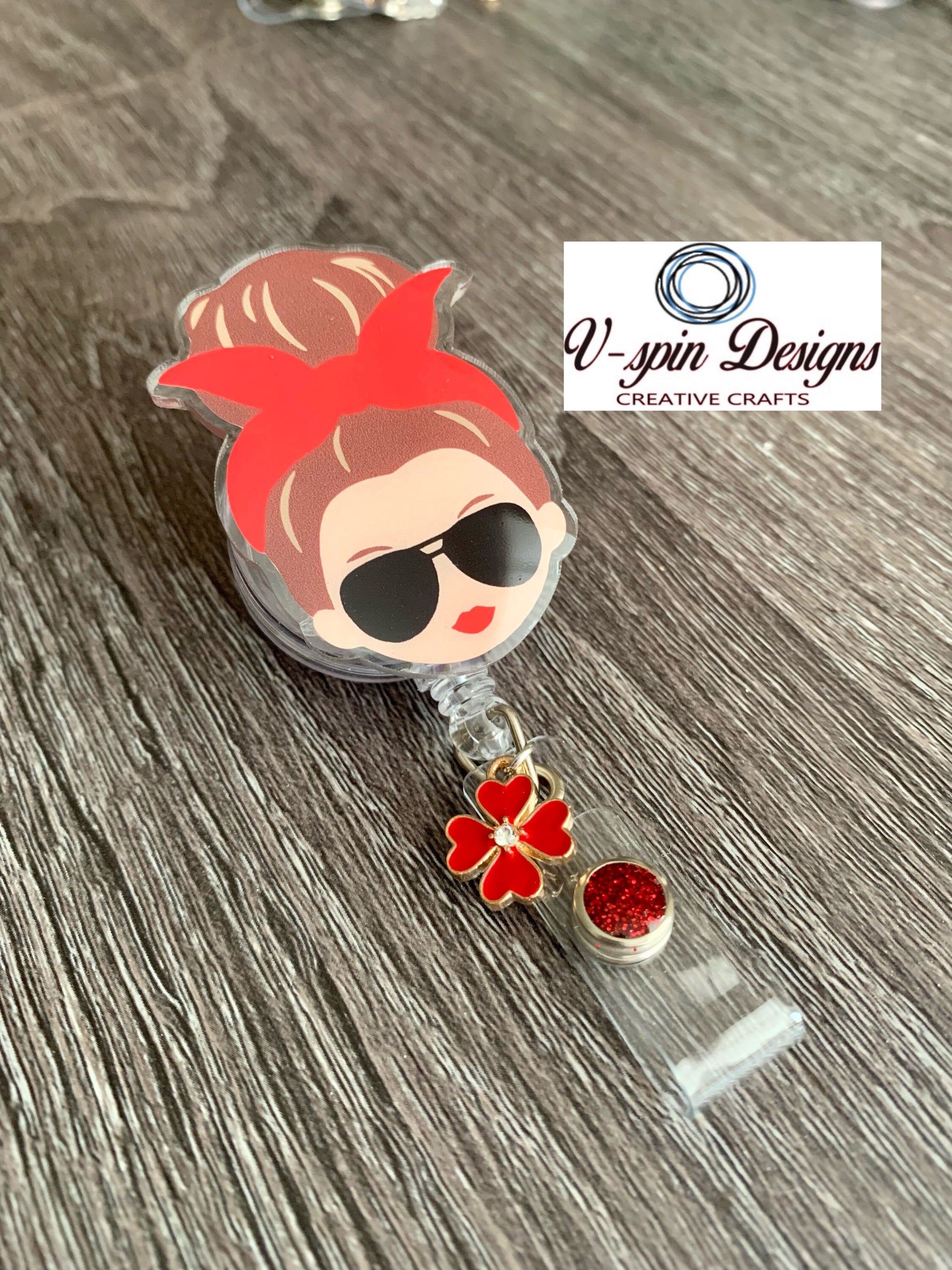 Hair Up Mom Badge Reel: Acrylic Retractable ID Holder