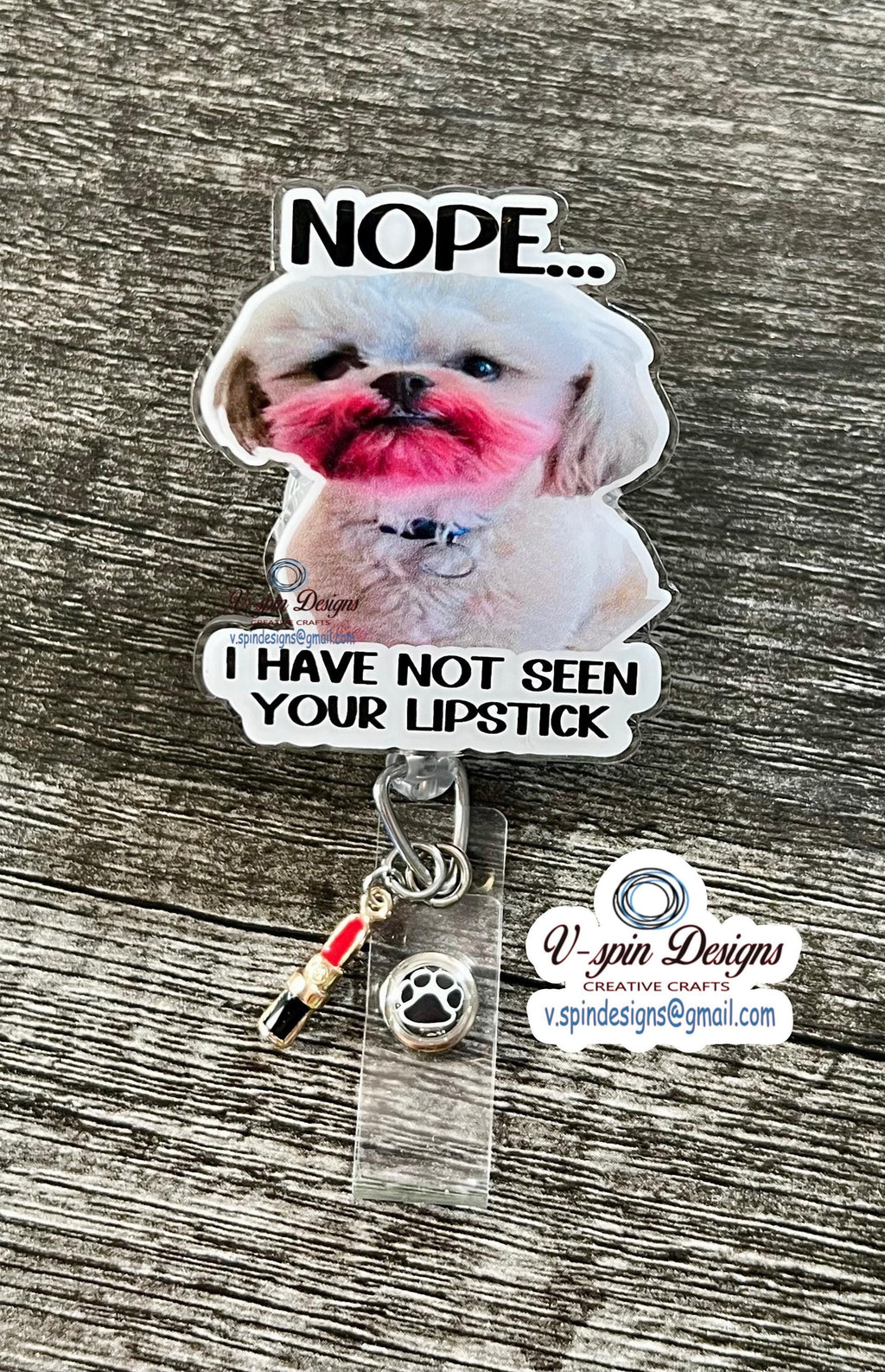 Funny Shih Tzu "NOPE" Badge Reel | Retractable Acrylic ID Holder