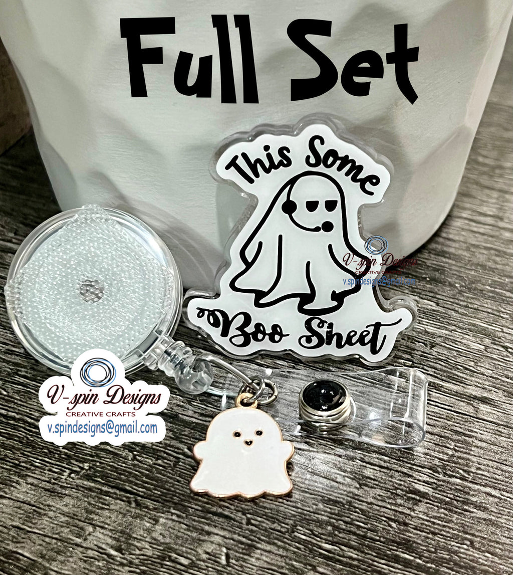"This Some Boo Sheet" Halloween Badge Reel: Funny Acrylic ID Holder