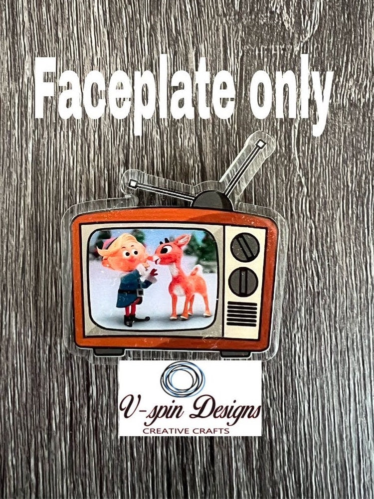 Retro TV Christmas Classics Badge Reel | Holiday Retractable Acrylic ID Holder