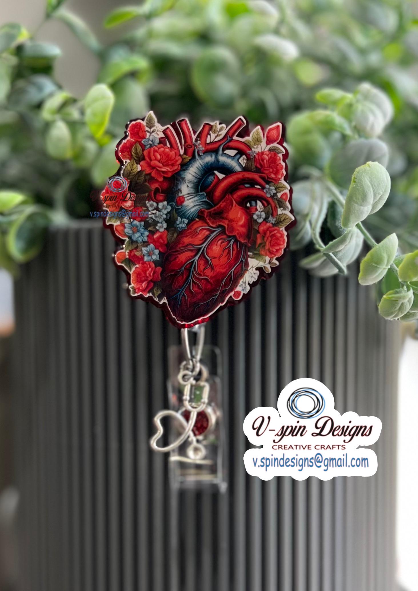 Anatomical Heart Badge Reel for Nurses/badge reel toppers/nurse badge reels/cardiology badge reels