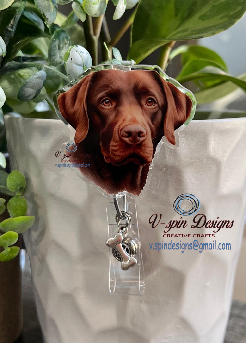 Rust Labrador Retriever Badge Reel | Retractable Acrylic ID Holder