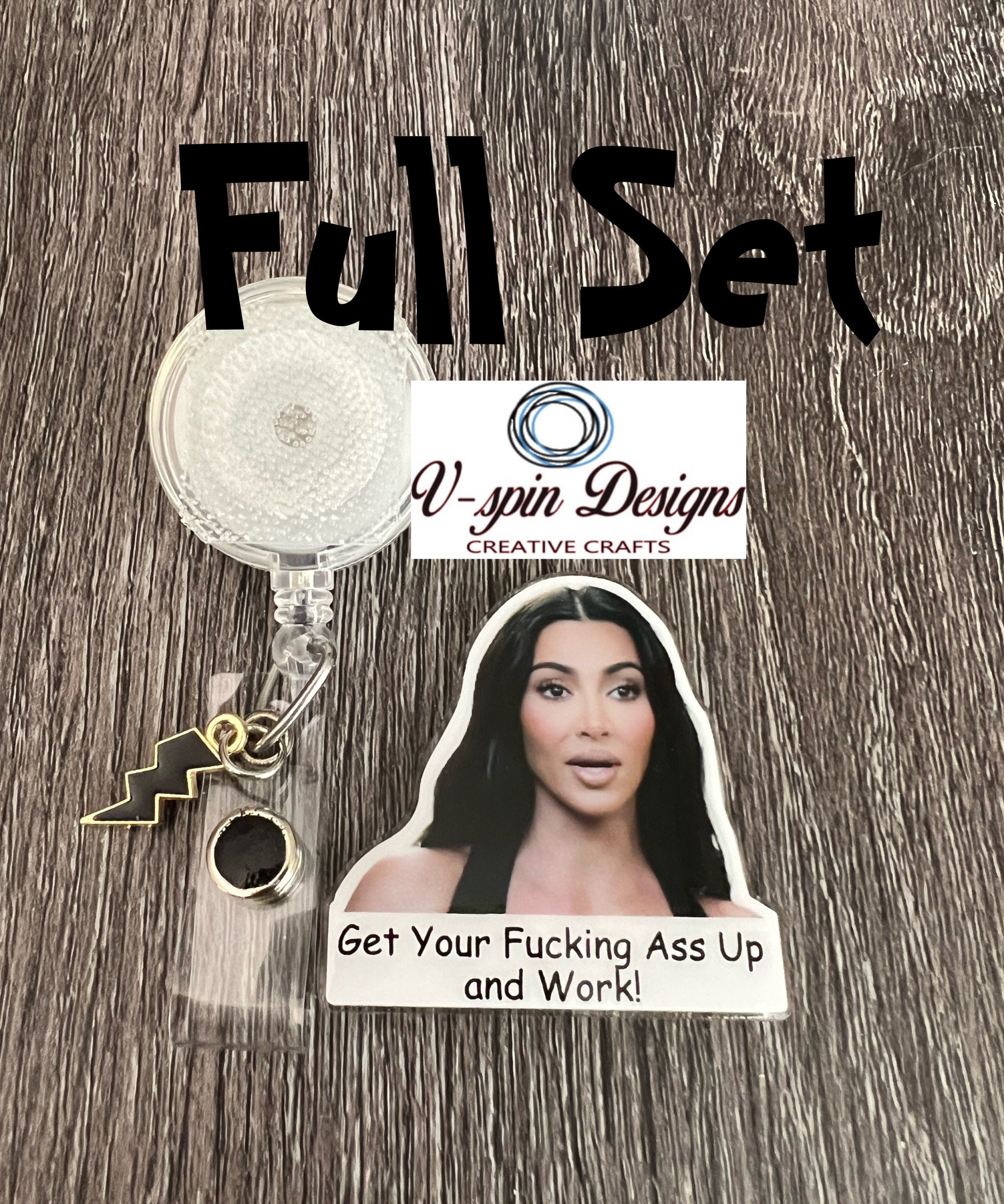 Funny “Get off your — and work” Badge reel/ID Holder card holder/nurse/teachers/fun/silly/memes