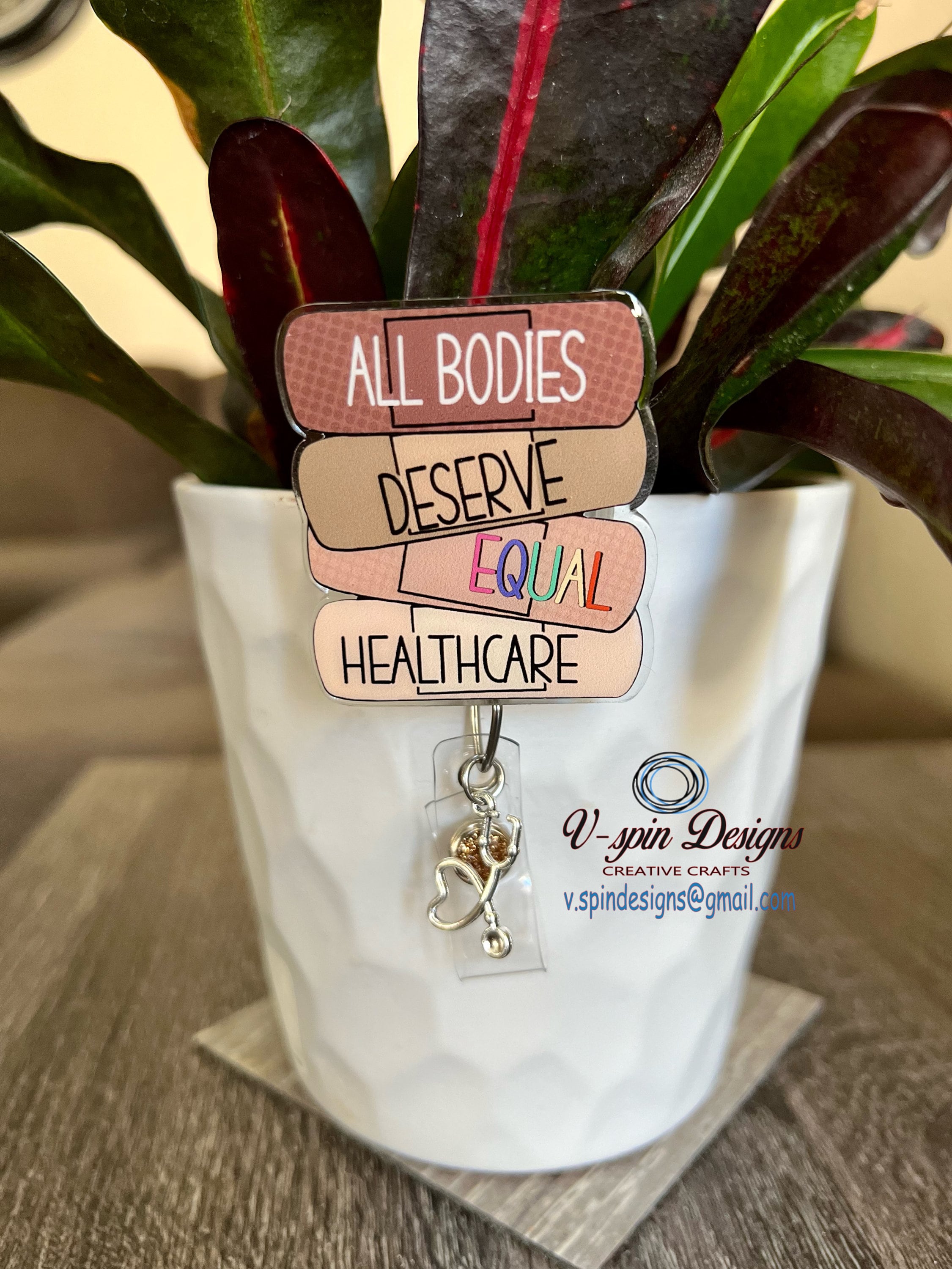 "All Bodies Deserve Equal Healthcare" Badge Reel | Inclusive Retractable ID Holder
