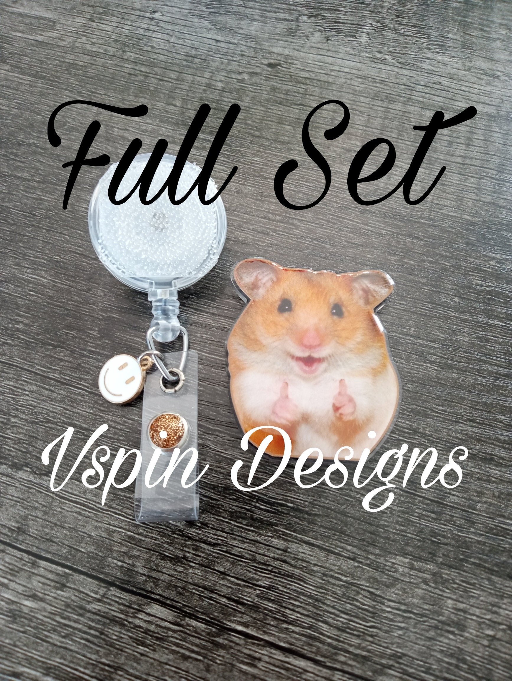 Thumbs Up Hamster Badge Reel | Funny Retractable Acrylic ID Holder